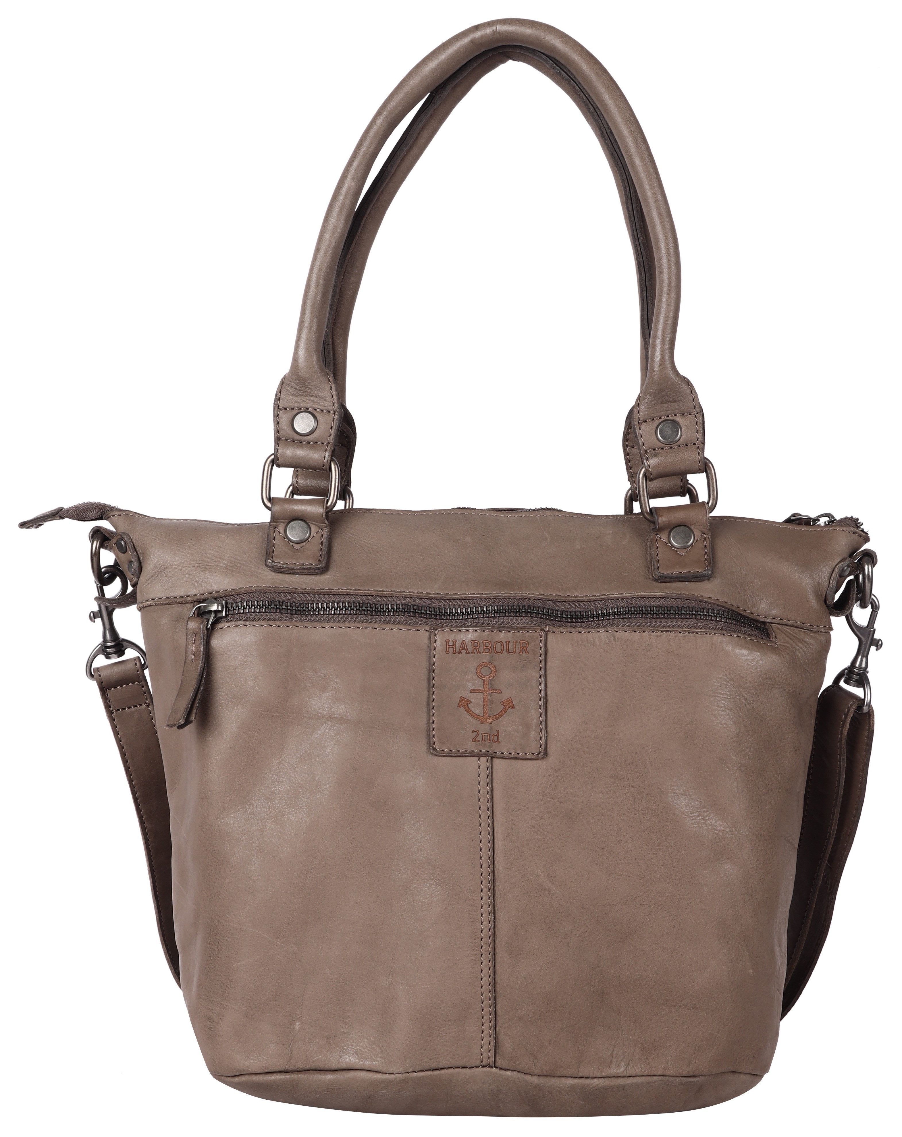 HARBOUR 2nd Shopper Bianca, aus Leder mit typischen Marken-Anker-Label und Schmuckanhänger
