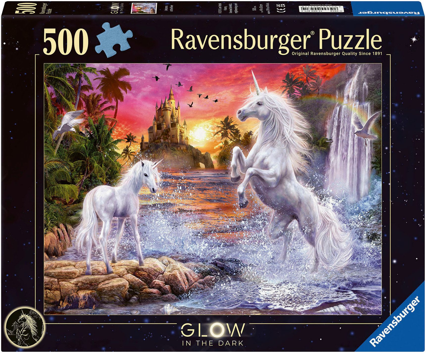 Ravensburger Puzzle Glow in the Dark, Einhörner am Fluss, 500 Puzzleteile, günstig online kaufen