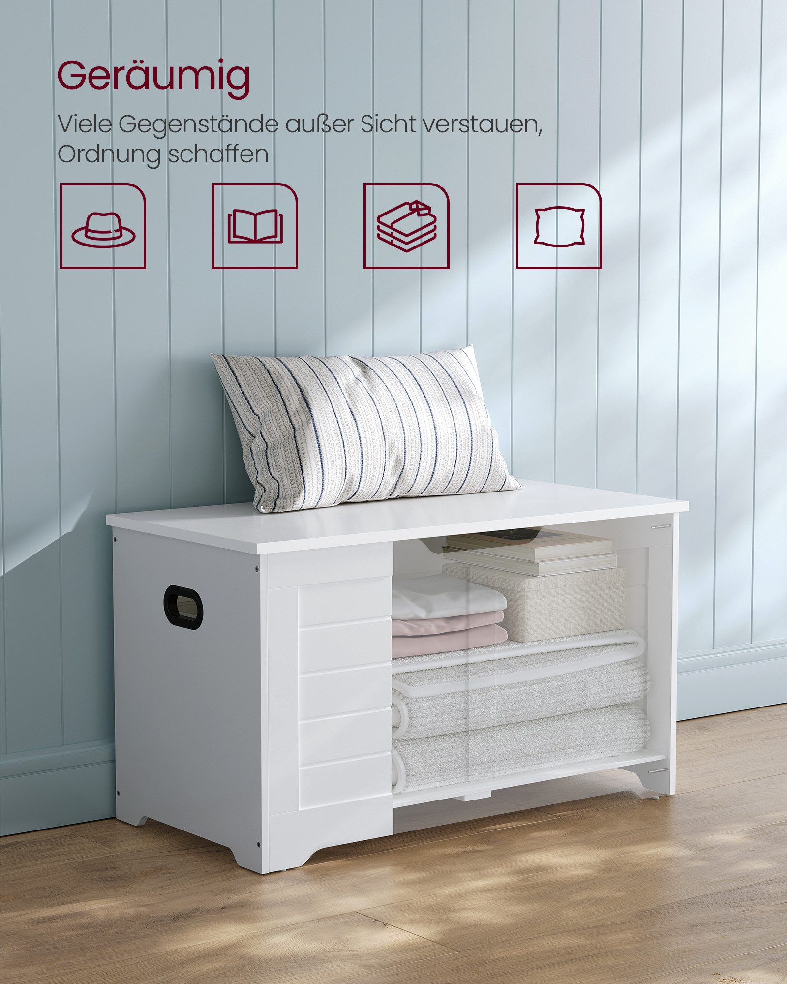 VASAGLE Sitzbank, Spielzeugtruhe, 80/100 (Länge) x 40 x 46 cm