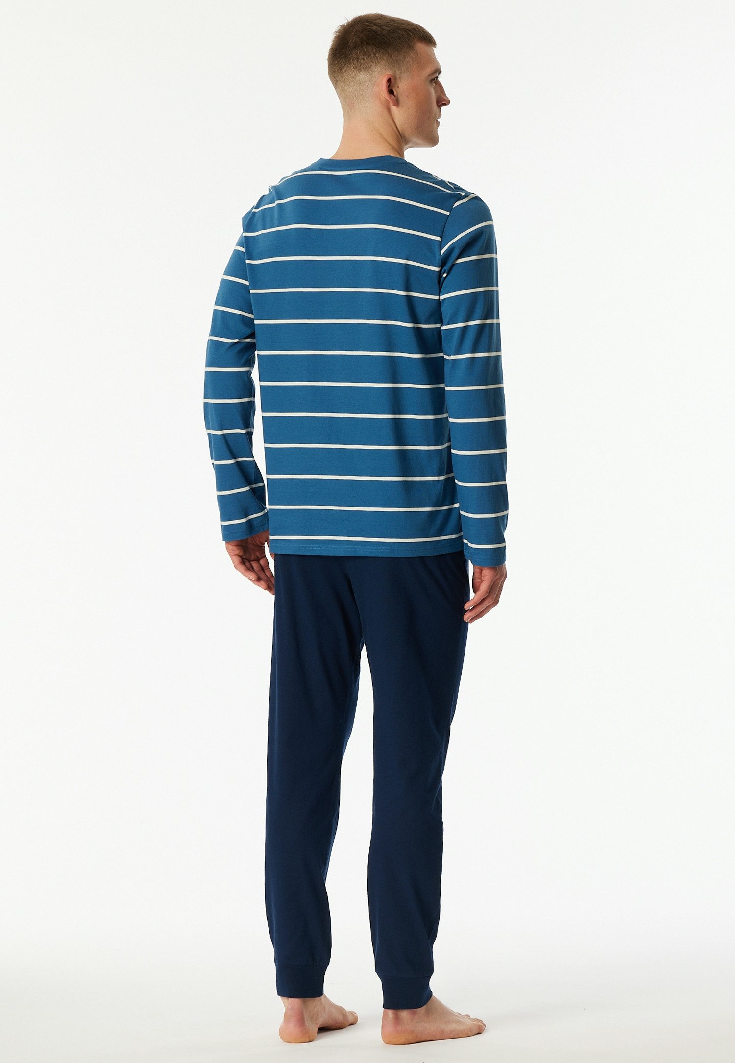 Schiesser Schlafanzug Casual Nightwear (2 tlg) Knopfleiste, Bindeband, Langarm, Baumwolle, Single Jersey