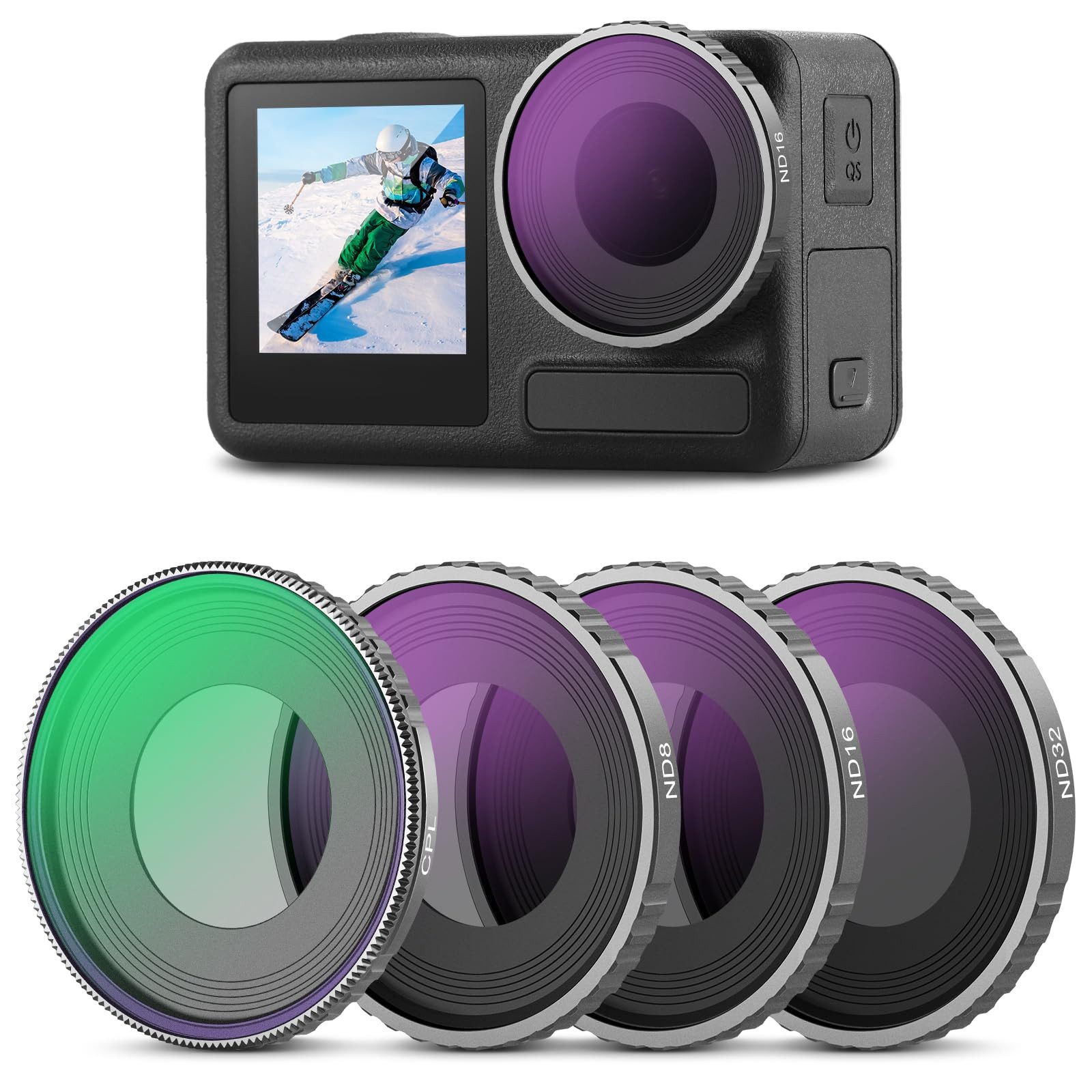 Neewer FL-A12 CPL/ND Filter Set für DJI Osmo Action 4/5 Pro, ND8-ND32 Polfilter (Mehrfach beschichtet)