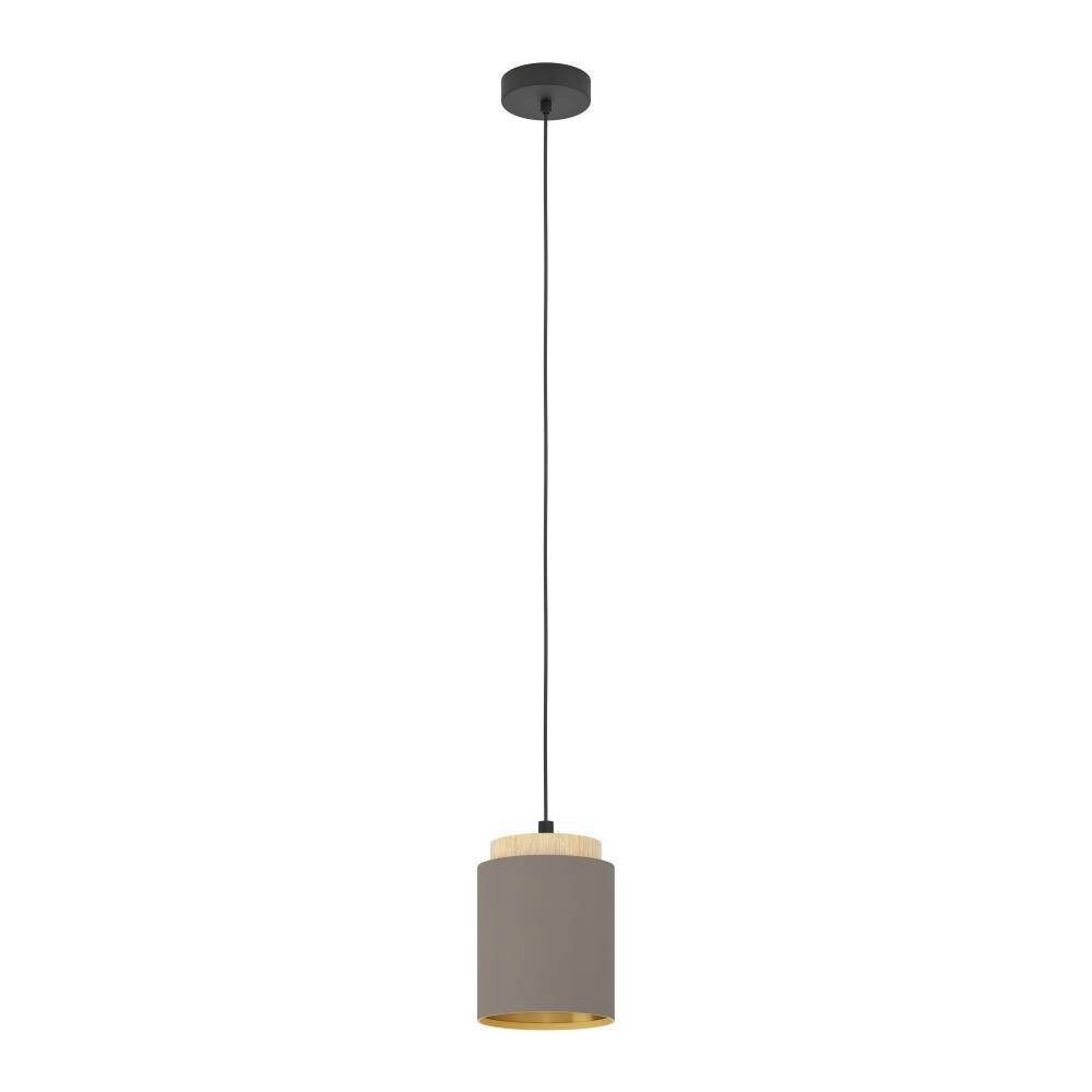 EGLO Hängeleuchte ALBARIZA Pendellampe, Stahl, Holz, Textil, IP20, E27, Wohnzimmerlampe, ohne Leuchtmittel, Elegante Hängelampe für Esszimmer, Küche oder Wohnzimmer