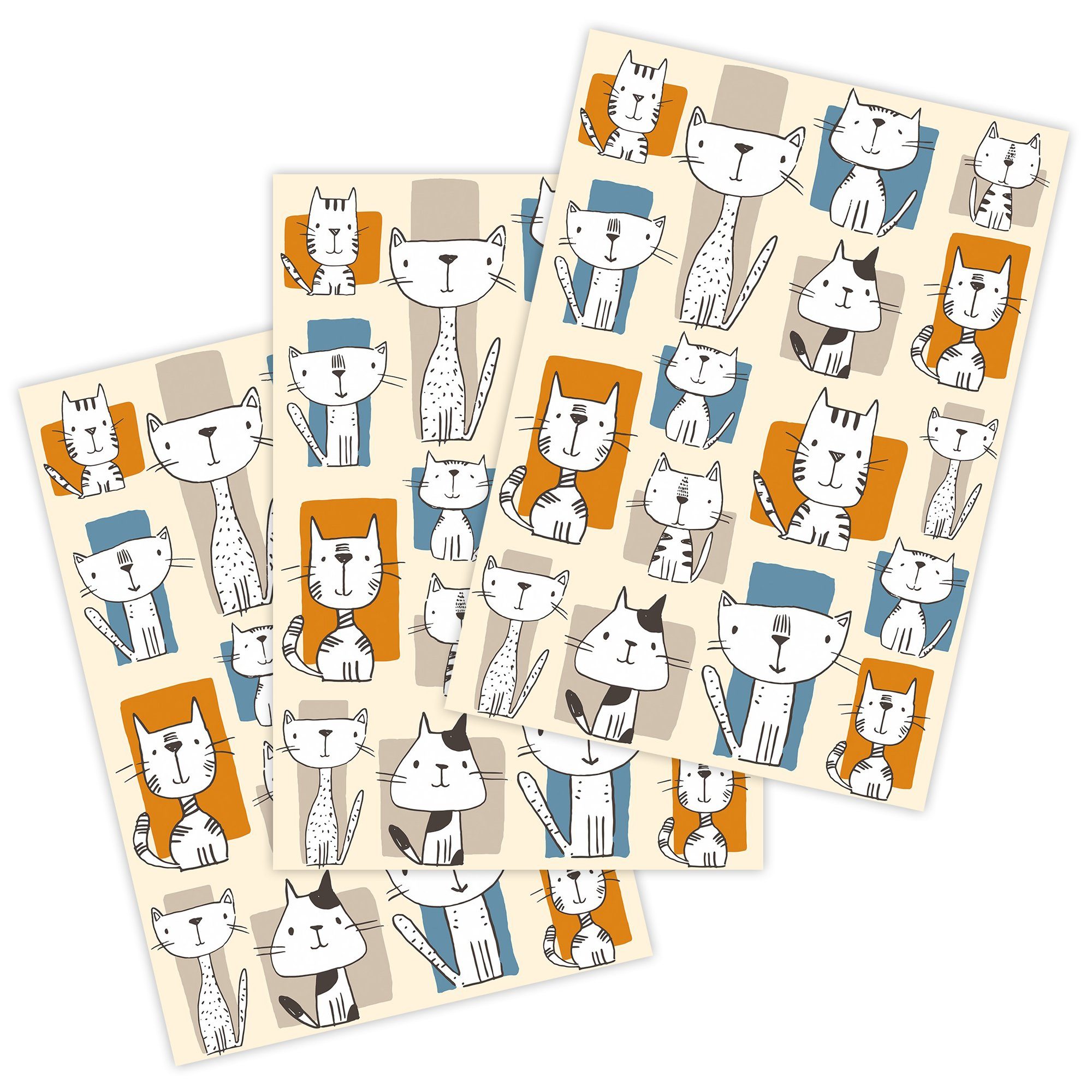 Pack cm, x (3 bedruckt (Set, 3-tlg., Geschirrtuch Stück), ca. Set), Kracht Katzen, Lustige Geschirrtücher 70 3er Baumwolle 50