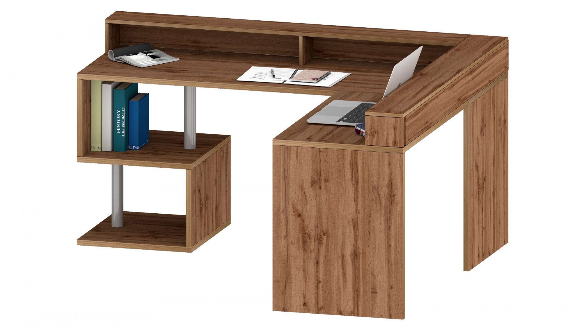 Home affaire Eckschreibtisch Esse, Schreibtisch im modernen Design, mit oder ohne Monitoraufsatz Breite 180/160 cm, "Made in Italy"