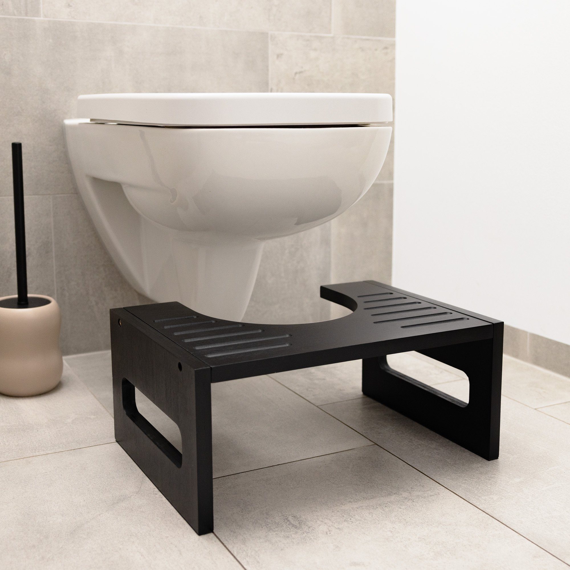 Navaris Fußhocker Bambus Toilettenhocker WC Hocker, Fußstütze, schwarz, ant günstig online kaufen