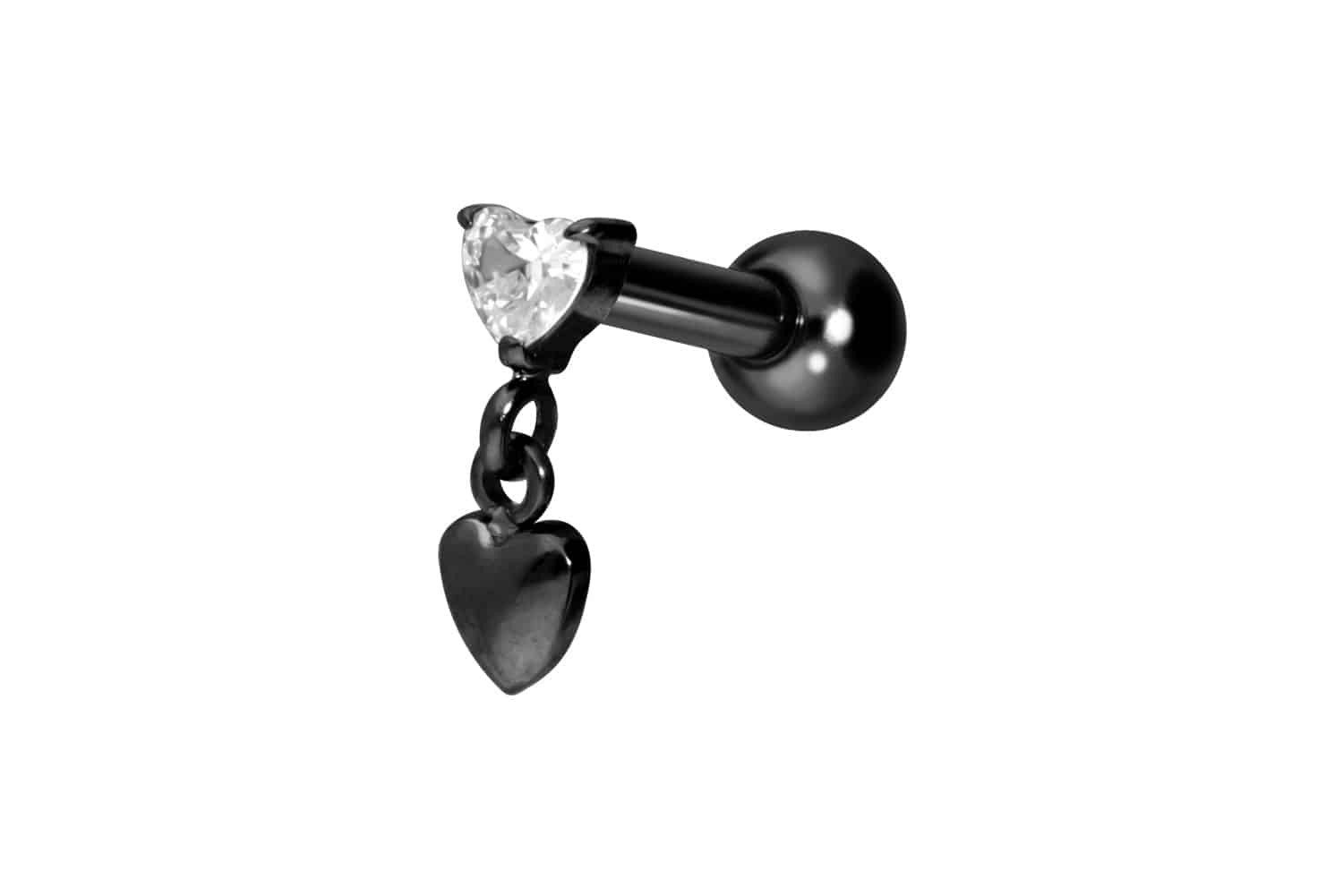 Piercing-Set Titan Ohrpiercing mit Innengewinde 2 HERZEN