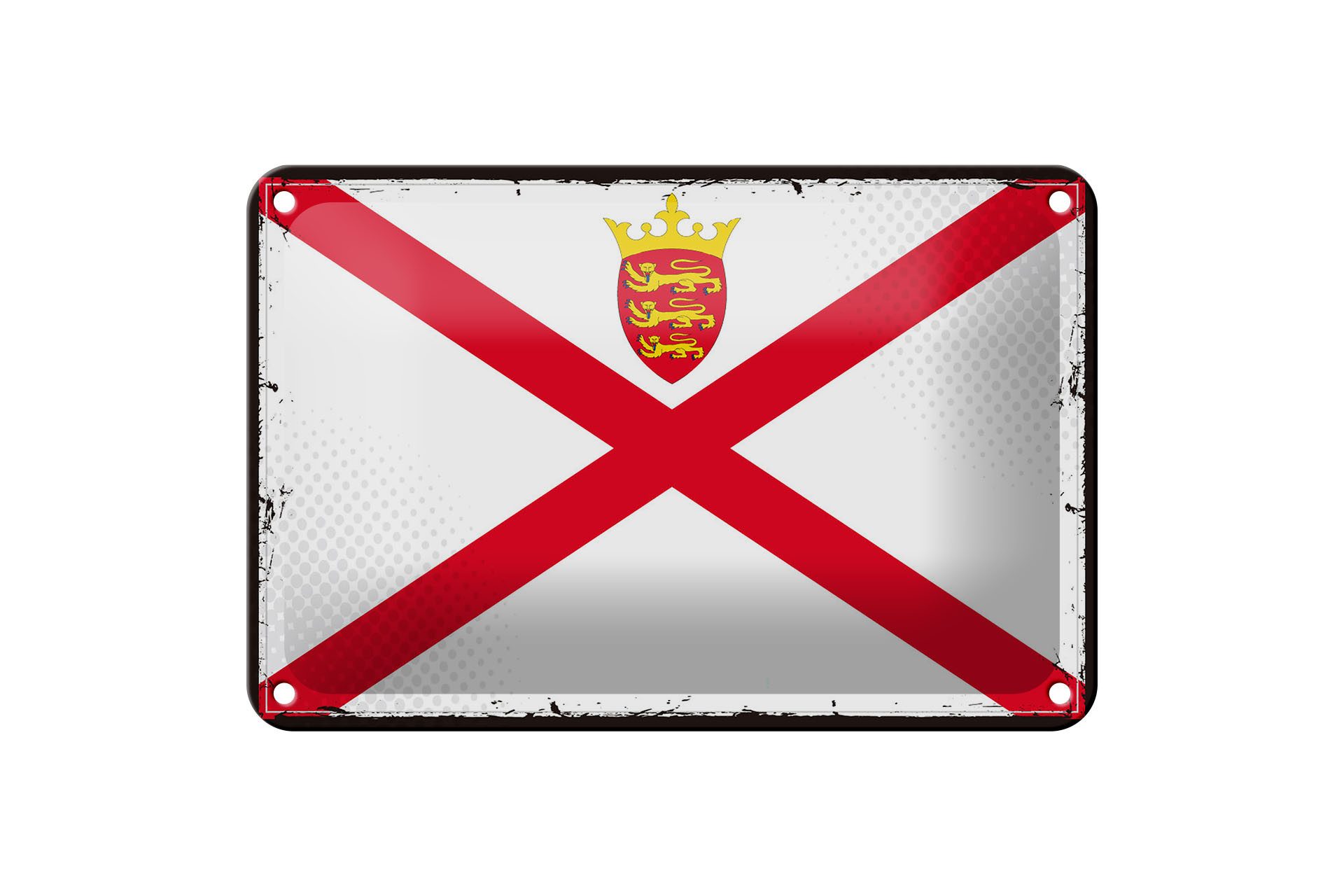 Femer GmbH Metallschild Flagge Jerseys 18x12cm Retro Flag of Jersey, (1 St), gewölbte Oberfläche, abgerundete Ecken, umgeschlagene Kanten