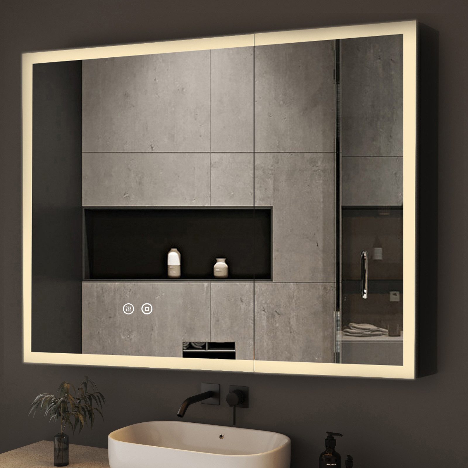 WDWRITTI Badspiegel Spiegelschrank mit beleuchtung Hängeschrank Wandschrank günstig online kaufen