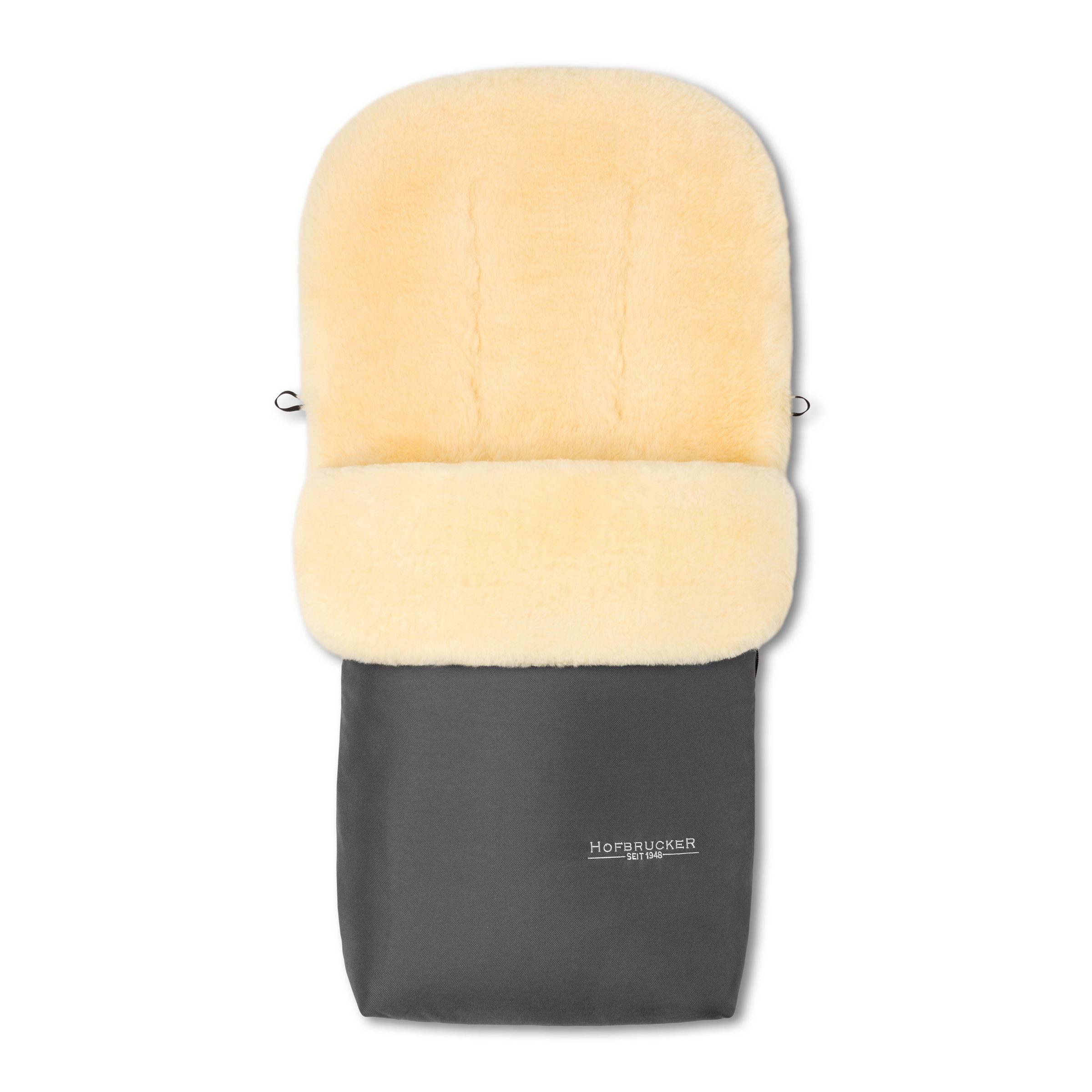 Hofbrucker seit 1948 Fußsack Lammfell-Fußsack Putzi für Kinderwagen und Buggy, warmer Winterfußsack mit echtem Lammfell wasserabweisend und