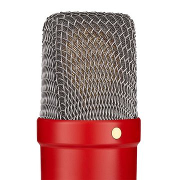 RØDE Mikrofon NT1 Signature Red Studio-Mikrofon mit PSA1 Schwenkarm und Poliertuch