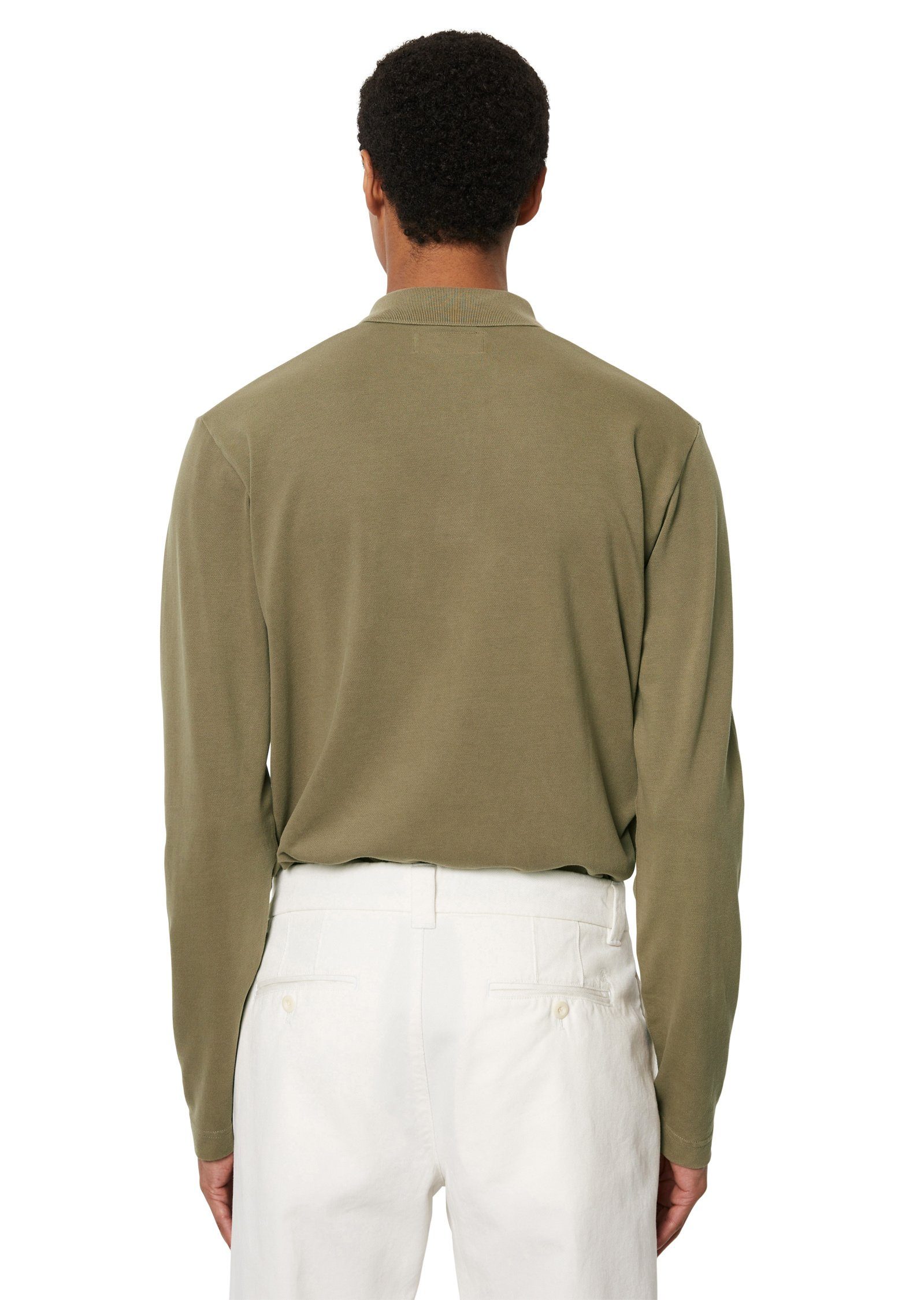 Langarm-Poloshirt aus mit Bio-Baumwolle Marc braun O'Polo Elasthan