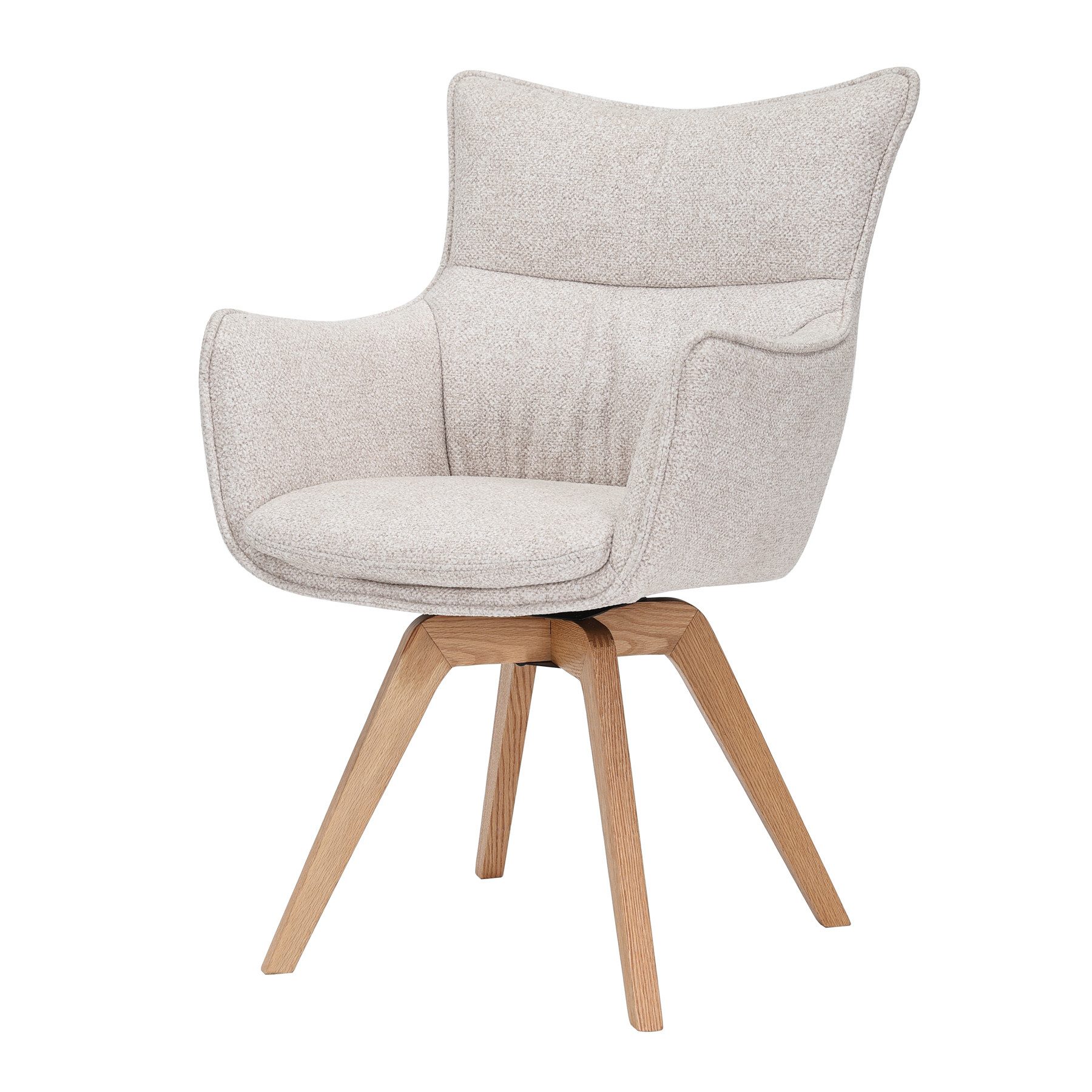 riess-ambiente Drehstuhl VOGUE beige/natur- Strukturstoff, Eichenholz, 360° günstig online kaufen