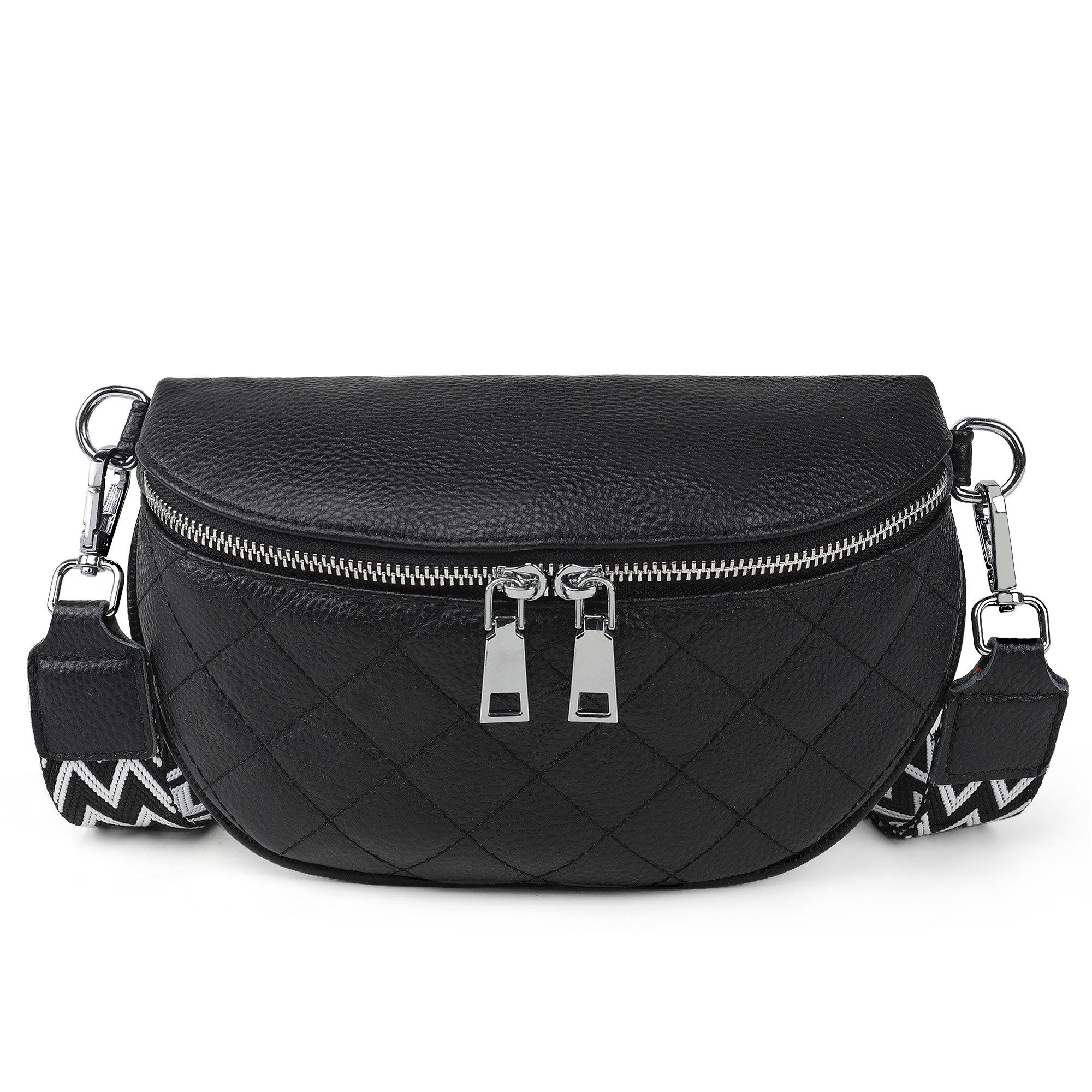 TAN.TOMI Schultertasche Bauchtasche Damen Stylisch Umhängetasche Crossbody Bag Gürteltasche, Damen Breiter Gurt Leder, Geschenke für Frauen in schlichter Optik