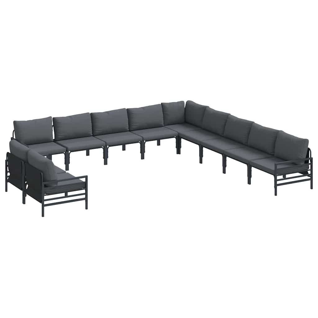vidaXL Gartenlounge-Set Gartensofa-set 11 stk. Schwarz Stahl, (11-tlg)