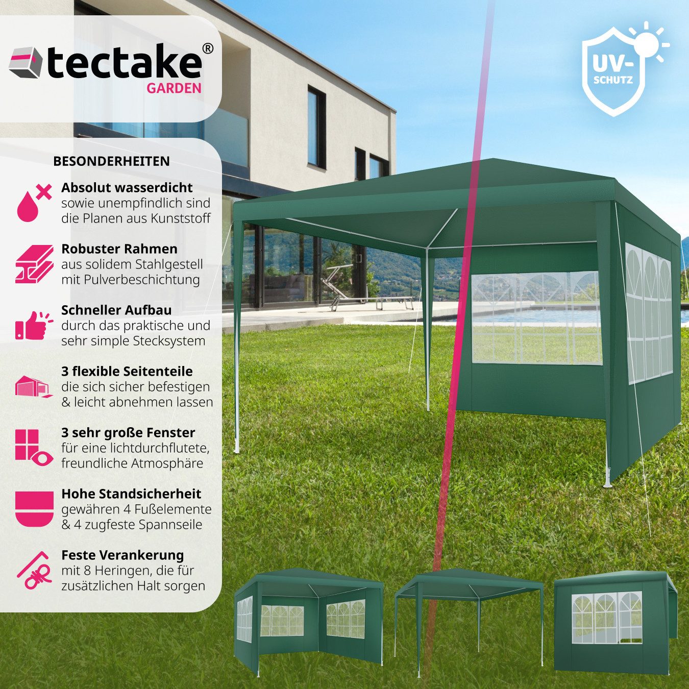 tectake Pavillon Terrassenüberdachung Borientalischan 3x3m mit günstig online kaufen