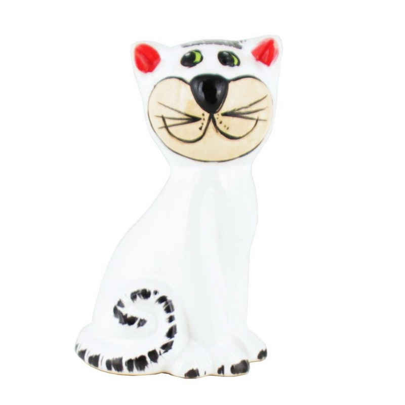 Tangoo Gartenfigur Tangoo Keramik-Katze sitzend weiß glänzend ca 14cm H, (Stück)