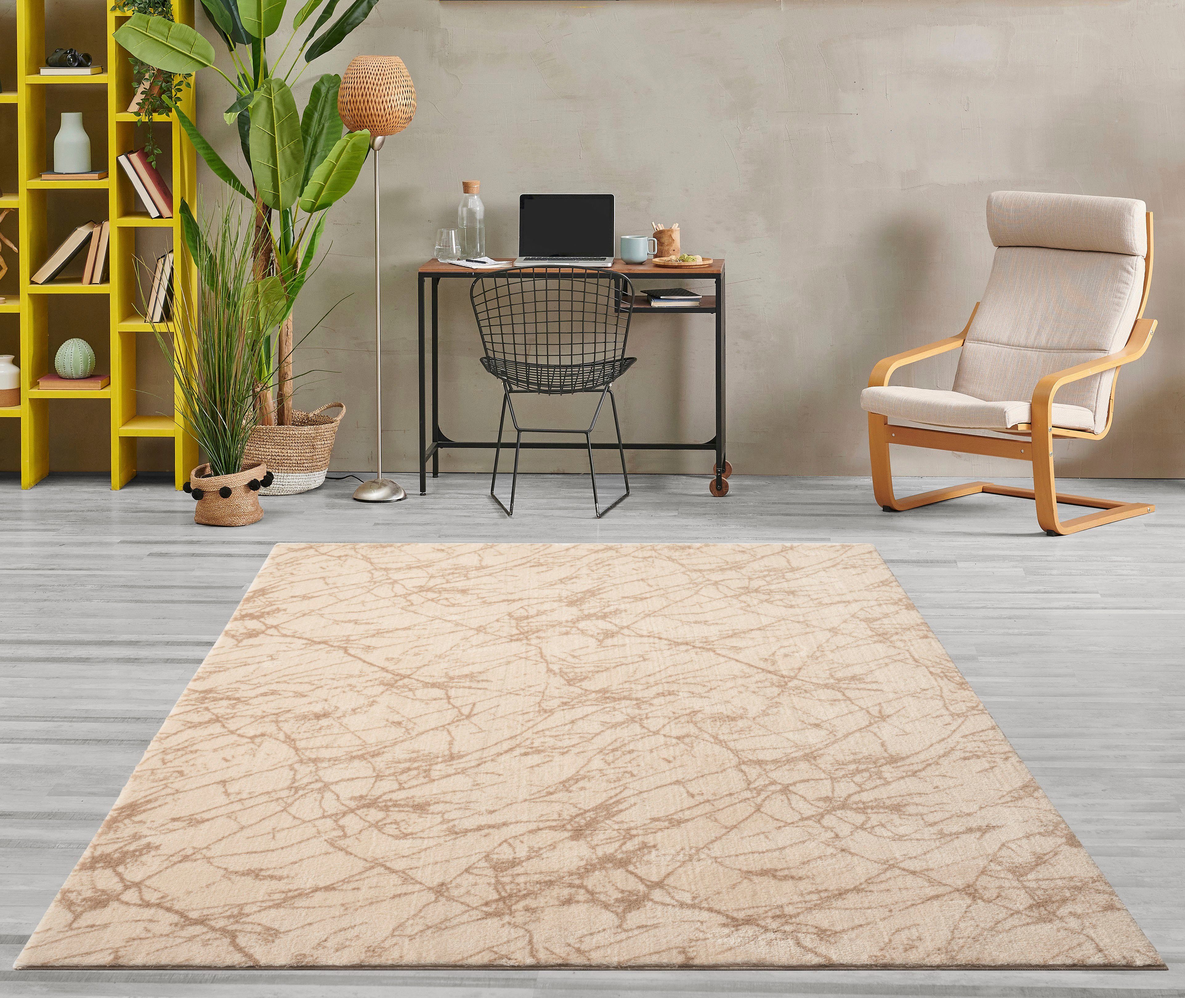 Teppich Loft Edition 36, Kurflorteppich Marmor, merinos, rechteckig, Höhe: 16 mm, marmoriert, Supersoft, waschbar, Wohnzimmer, Schlafzimmer Beige