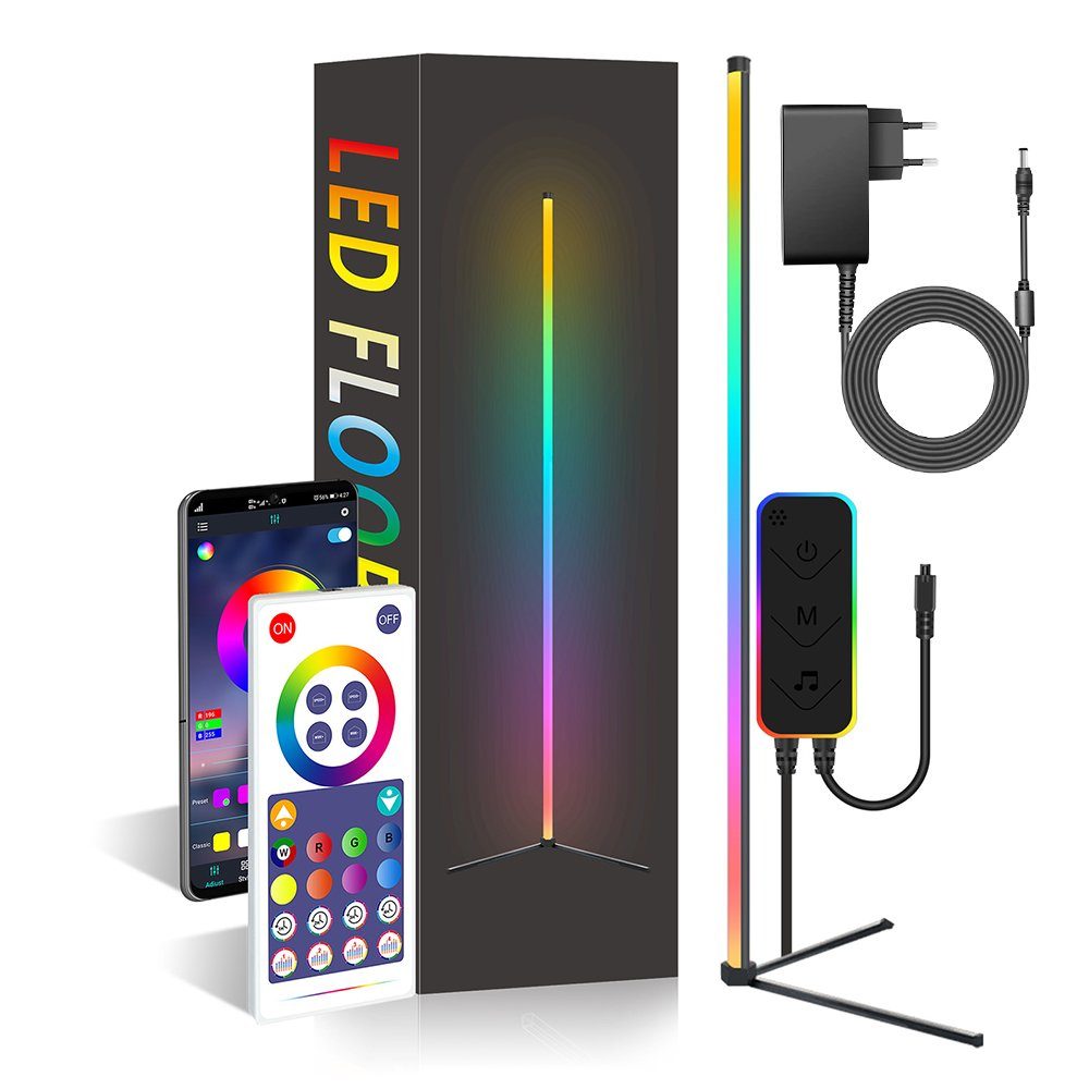 Leuchte Farbwechsler Stehleuchte, Standlampe Sync, Music LED Stehlampe Bluetooth Fernbedienung Warmweiß,Tageslichtweiß, Steh Stehlampe mit RGB Smart RGB, Corner XIIW Dimmbar App