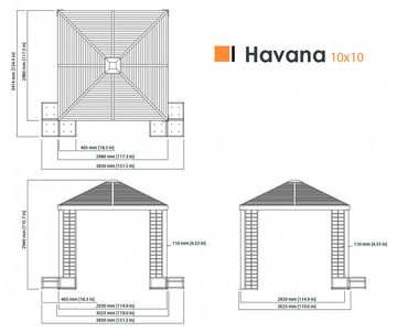 50NRTH Pavillon »Havana 1010«, (Set), aus Aluminium, Inkl. 6 Pflanzkübeln