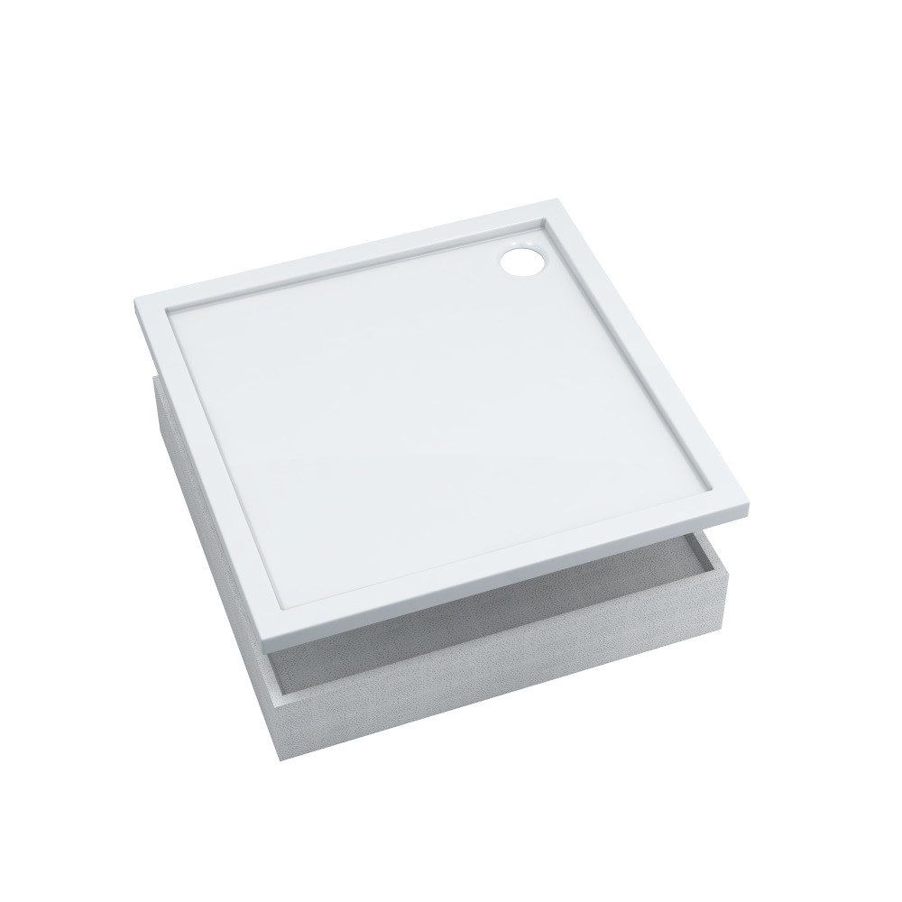 Aquabad® Duschwanne BASIC Smooth White, Quadrat, Acryl, 1-St., Duschwanne + Styroporträger, 80x80 cm