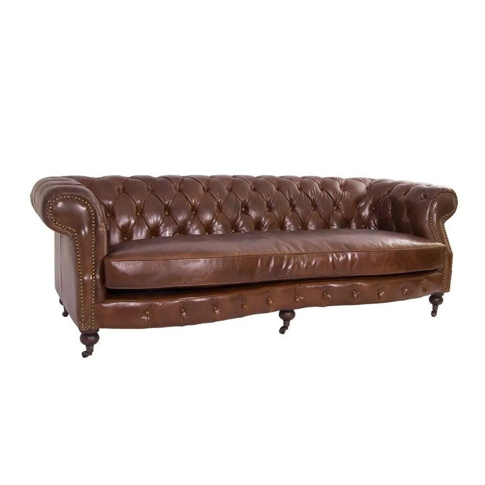 moebelfaktor 3-Sitzer Millbrook 3D Vintage-Cigar, klassisches Ledersofa, das Stil und Eleganz symbolisiert