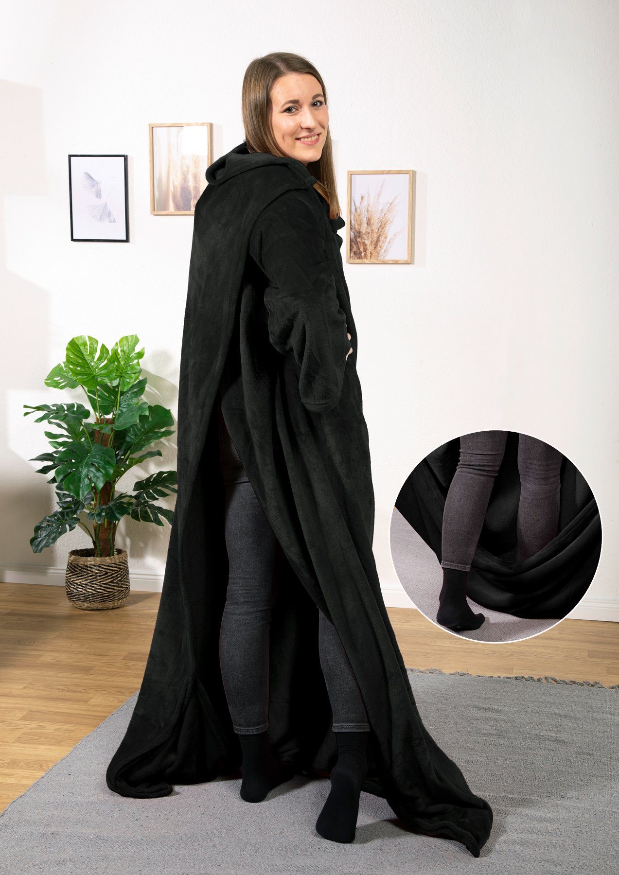 Wohndecke tragbare Ganzkörperdecke Kuscheldecke Ärmeldecke, heimtexland, flauschige Ärmel Decke I Soft Flanell I Geschenk Wohlfühlen – Bild 3 von 5