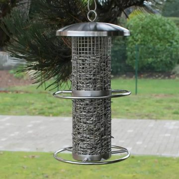 HI Vogelhaus Vogel-Futterstation zum Aufhängen 14x27,5 cm Edelstahl
