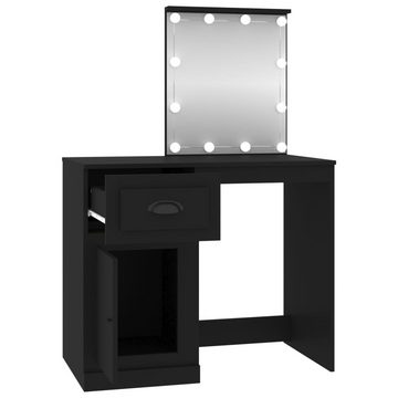 vidaXL Schreibtisch Schminktisch mit LED Schwarz 90x50x132,5 cm Holzwerkstoff Make-up-Tisc