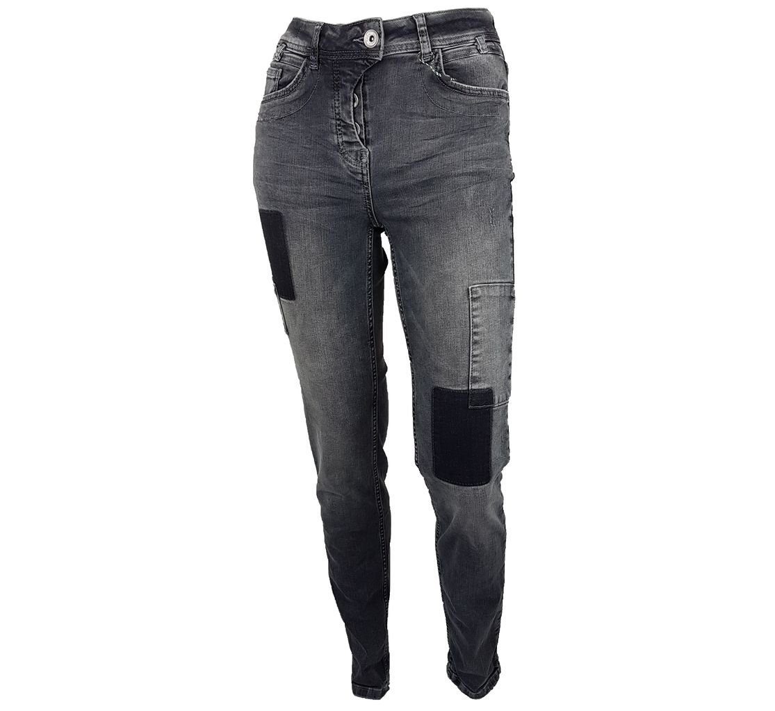 Cecil Straight-Jeans Cecil Damen Jeans TORONTO grau washed Flicken 89%  Baumwolle 42547