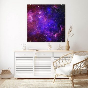 Primedeco Glasbild Wandbild Quadratisch Galaxie Sterne mit Aufhängung, Weltall