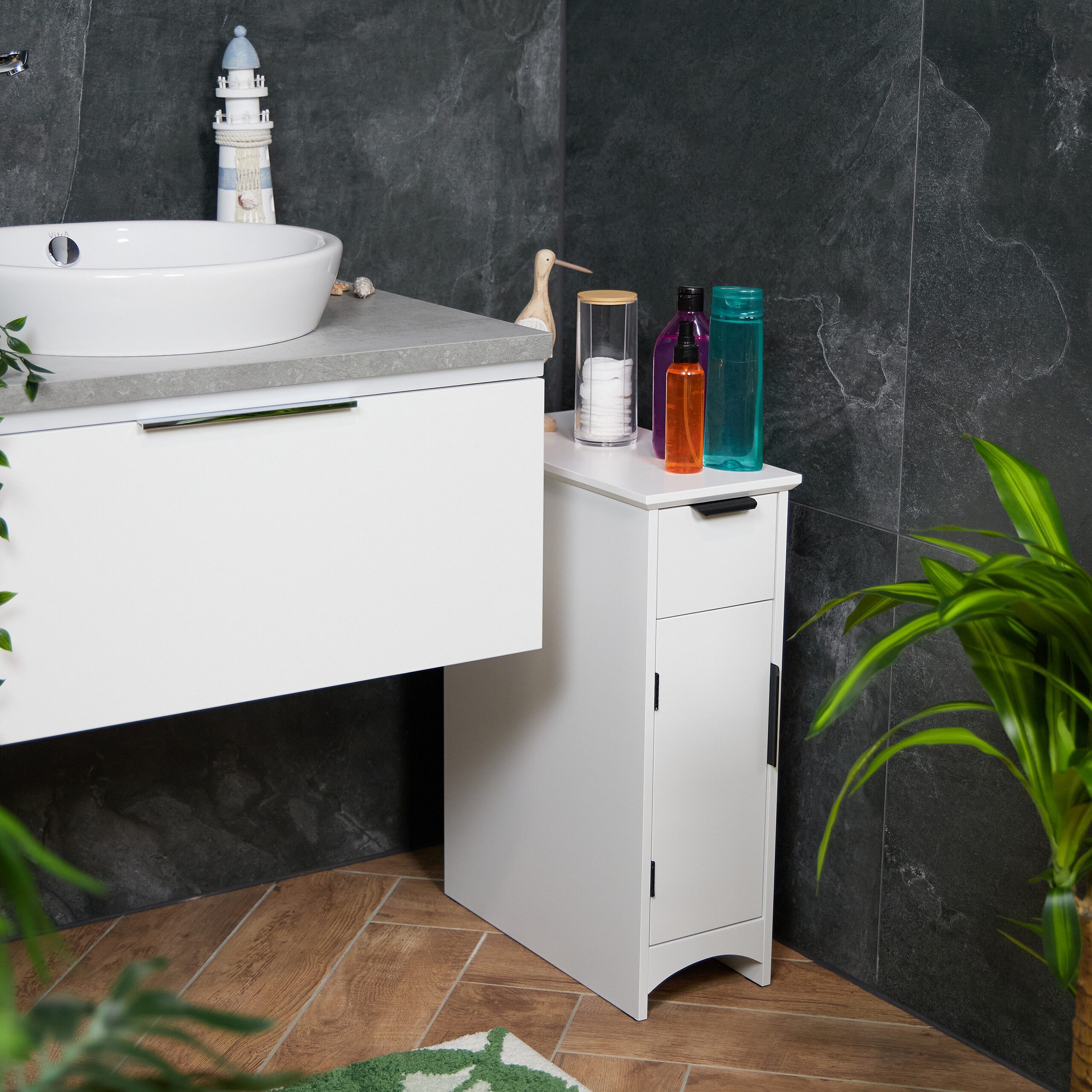 relaxdays Standregal Nischenschrank mit Schublade und Tür günstig online kaufen