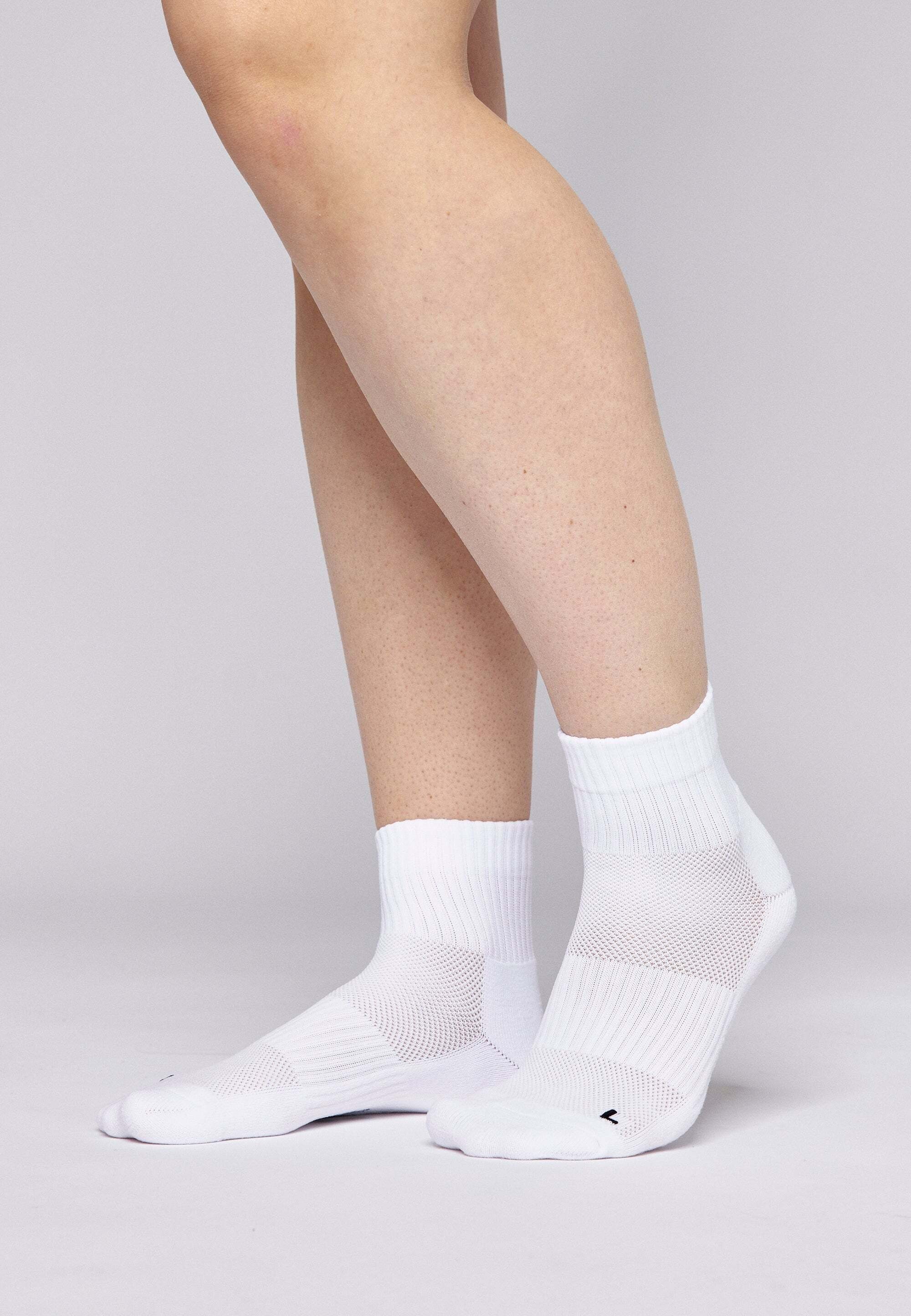 Laufsocken Herren durch Socken und Running Laufsocken mit Damen Weiß Fersenlasche SNOCKS Halbhohe (4-Paar) Mesh & atmungsaktiv