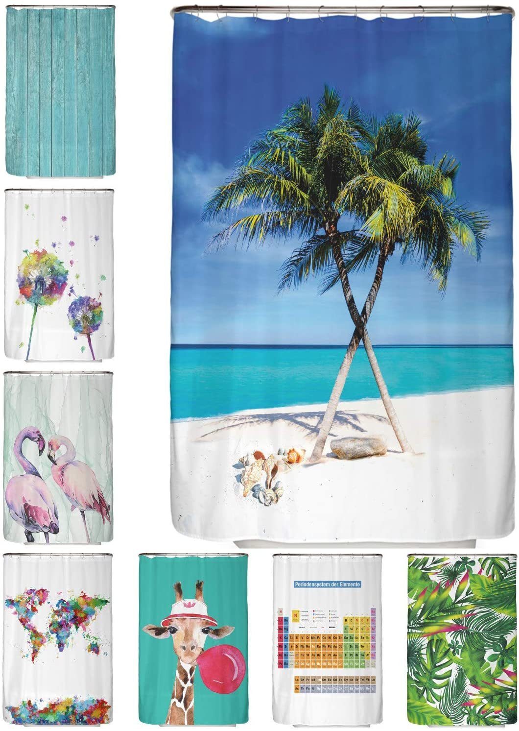 Arteneur Duschvorhang Breite 120 cm, Anti-Schimmel Beschichtet, Beschwerter Saum, Waschbar 40°C