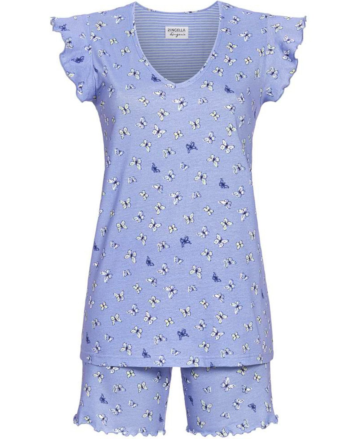 Ringella Pyjama Damen Kurzarm 'Butterflys' 4261318, Milky Blue