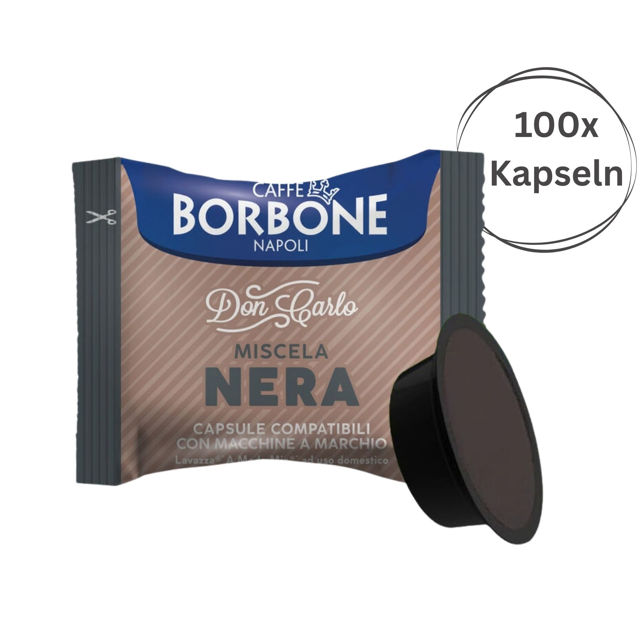 Caffè Borbone Kaffee Caffè Borbone Don Carlo Kaffeekapseln Nera 100x Kapseln, (schwarze Mischung, Kompatibel mit Lavazza®* A Modo Mio)