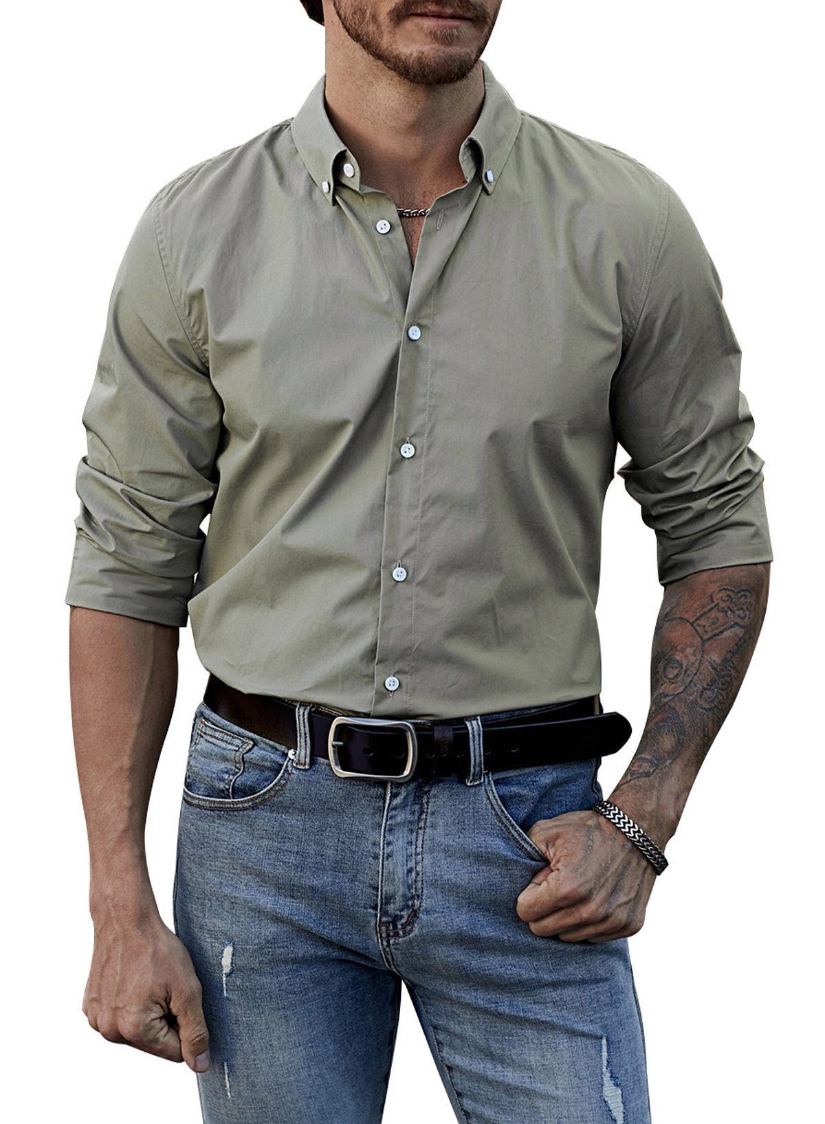 JMIERR Leinenhemd Herren Langarm Hemden Shirts günstig online kaufen