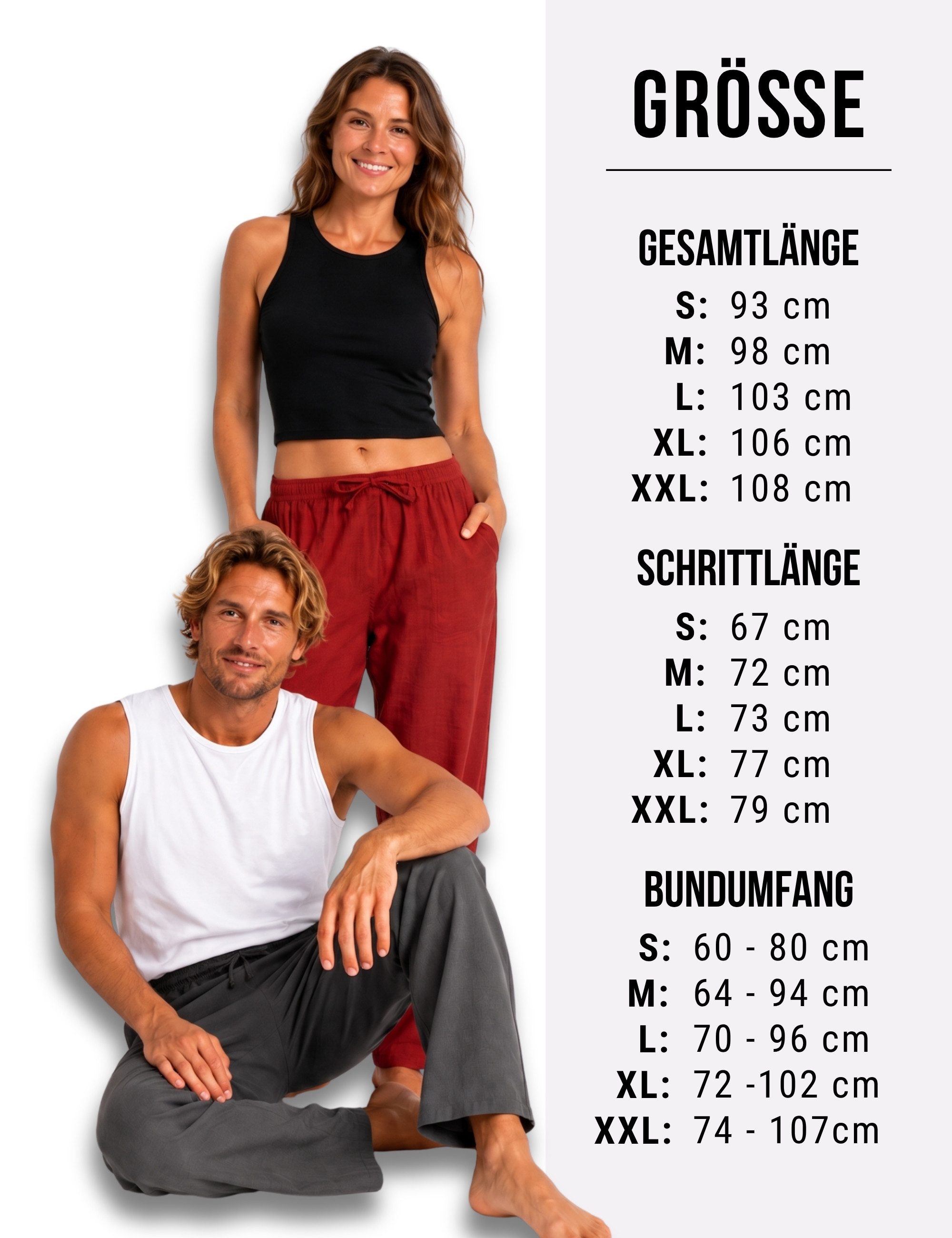 PANASIAM Stoffhose Sommerhose Herren 100% Baumwolle - leichte Freizeithose - Loose Fit Schlupfhose blickdicht & atmungsaktiv, mit Gummibund & Taschen, Yoga – Bild 5 von 5