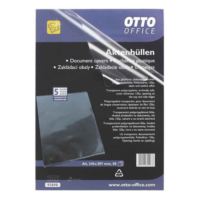 Otto Office Premium Prospekthülle Premium, 50 Stück, glasklar, Format A4, Öffnung oben/seitlich, 0,12 mm