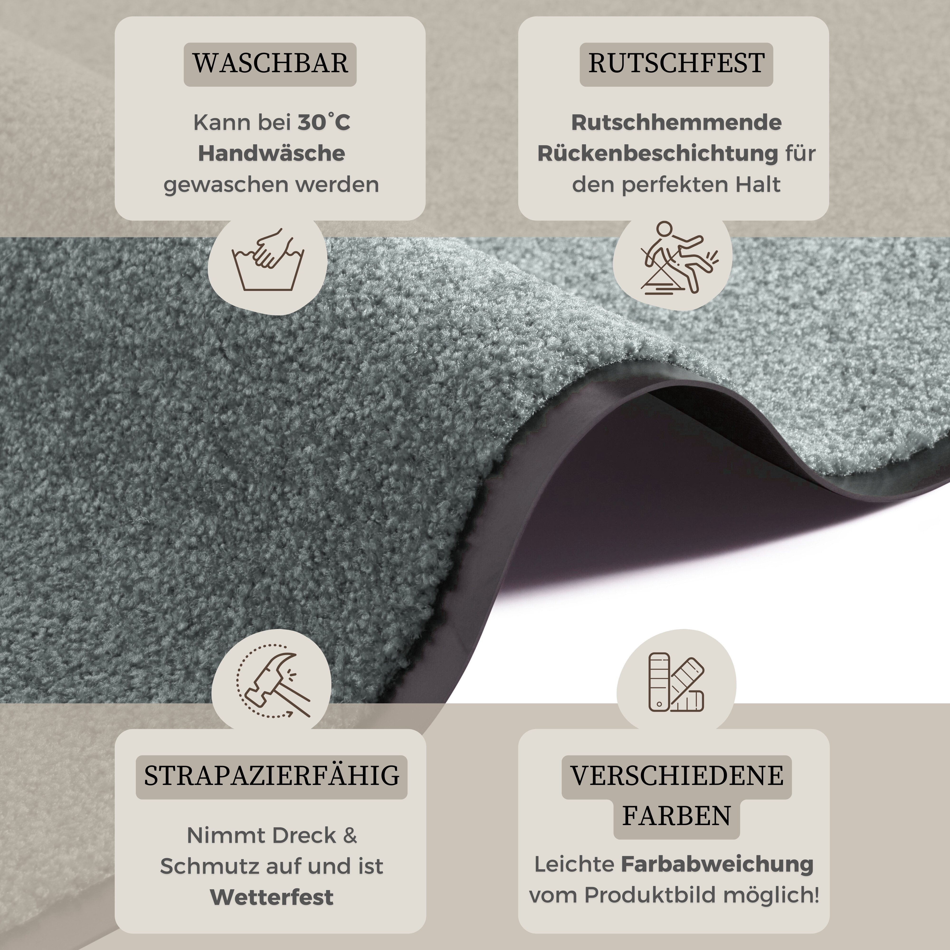 HANSE Home Fußmatte Wash & Clean, rechteckig, Höhe: 7 mm, Schmutzfangmatte, Türmatte, In- und Outdoor, Teppich, Läufer, waschbar