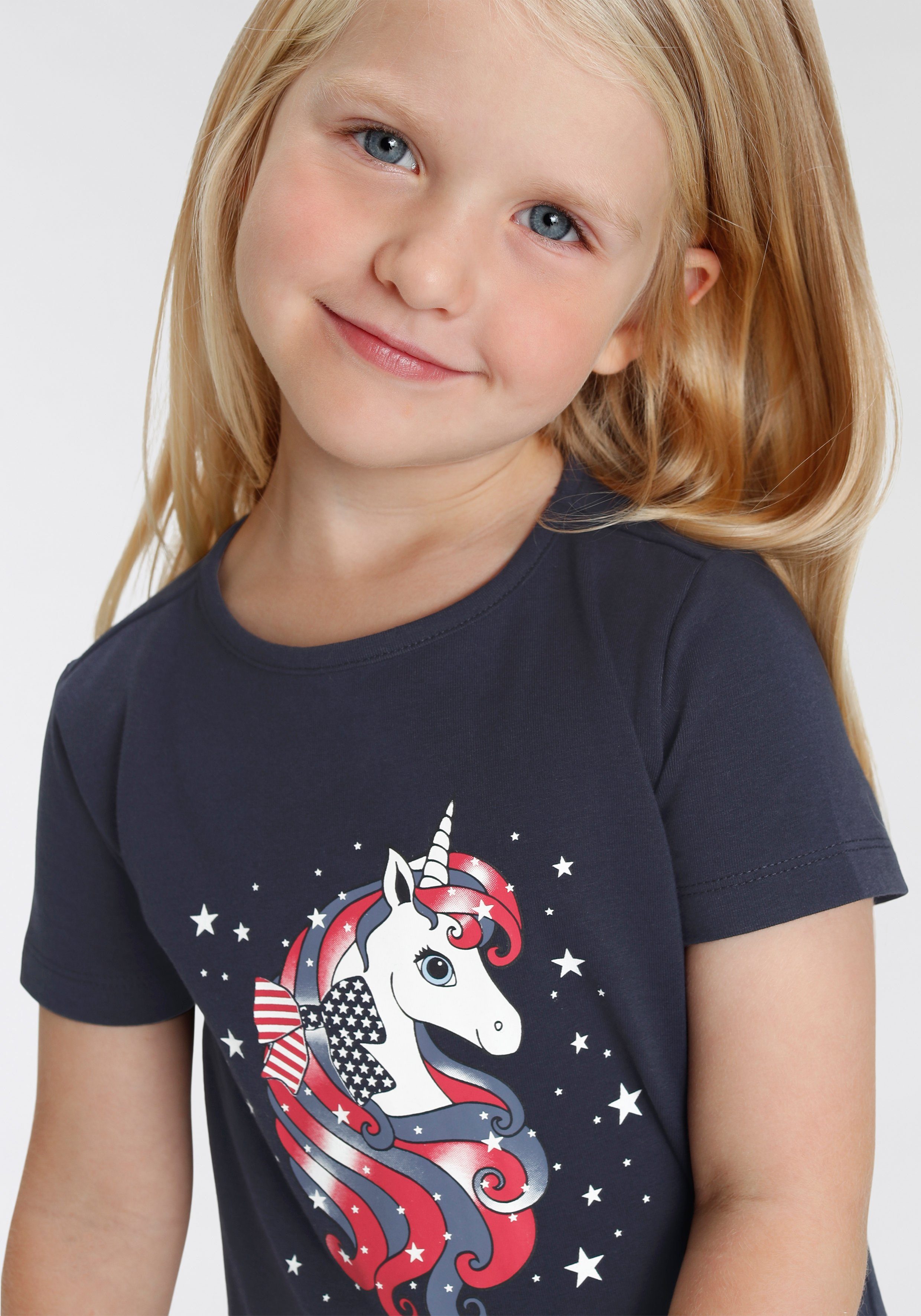 KIDSWORLD Jerseykleid mit Einhorn aus Baumwolle und Elasthan, kurzärmelig