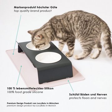 LucyBalu Napfunterlage SQUARE (50 x 29 cm), für Katzen, verschiedene Farben, lebensmittelechtes Silikon