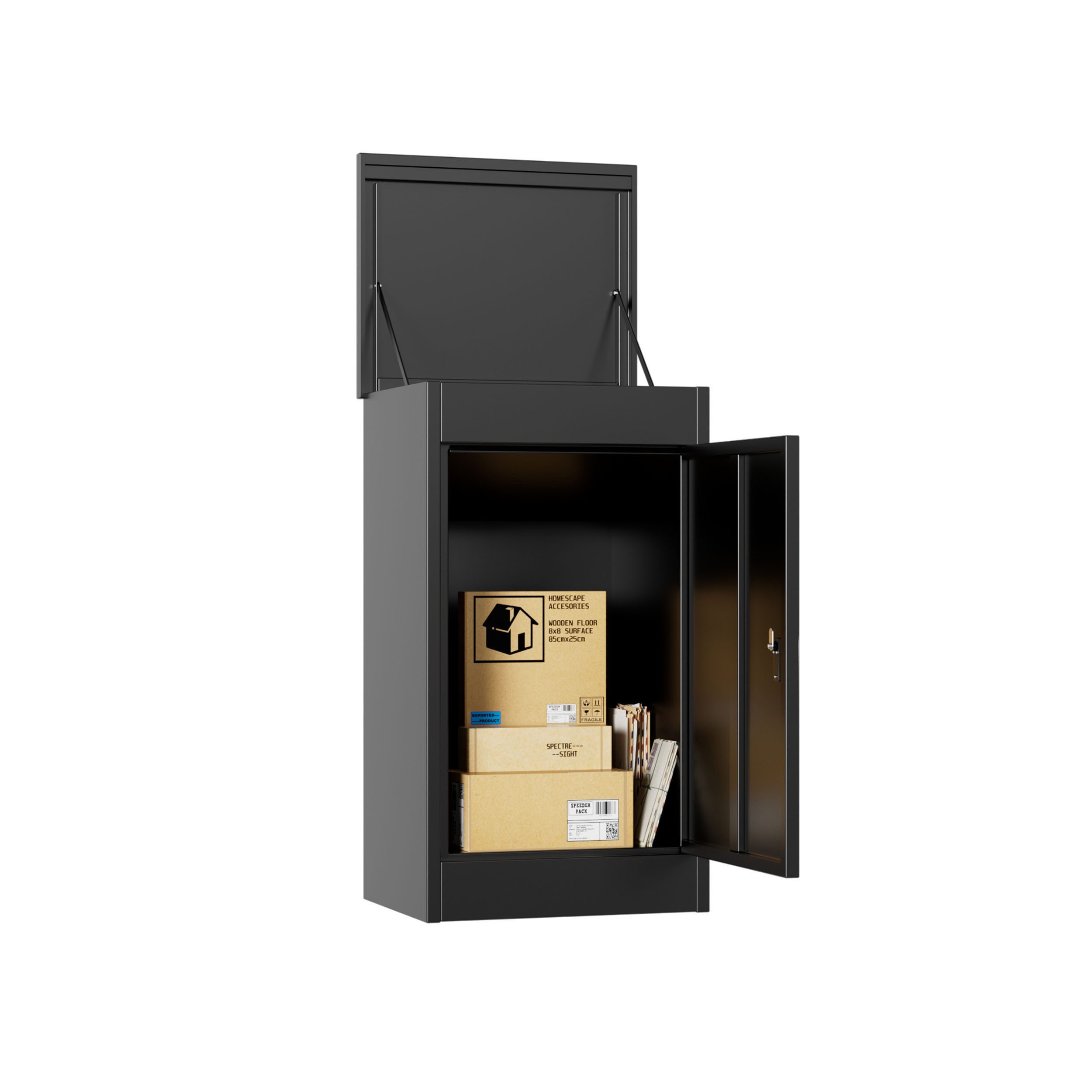 TWSOUL Standbriefkasten mit Paketfach & Zahlenschloss – Paketbriefkasten aus Stahl,wasserdicht, extra großes Fassungsvermögen, diebstahlgeschützt, 63 ×49.5× 112 cm