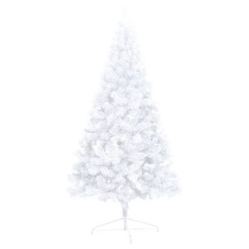 vidaXL Künstlicher Weihnachtsbaum Künstlicher Halber Weihnachtsbaum mit LEDs Kugeln Weiß 120cm