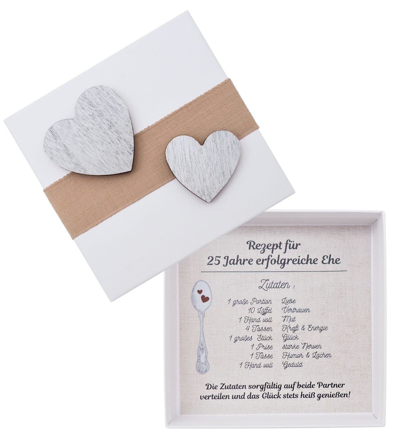ZauberDeko Geschenkbox Geldgeschenk Verpacken Silberhochzeit Geschenk Rezept für 25 Jahre Ehe