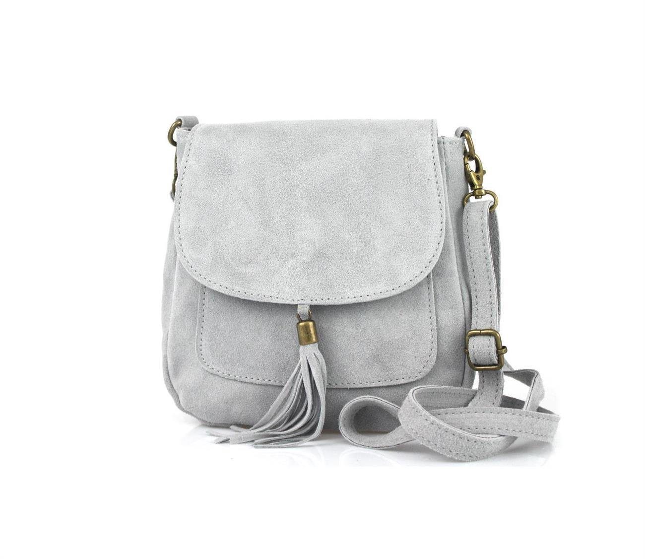 ITALYSHOP24 Schultertasche Made in Italy Damen Leder Tasche CrossOver, als Schultertasche, CrossBody, Umhängetasche tragbar