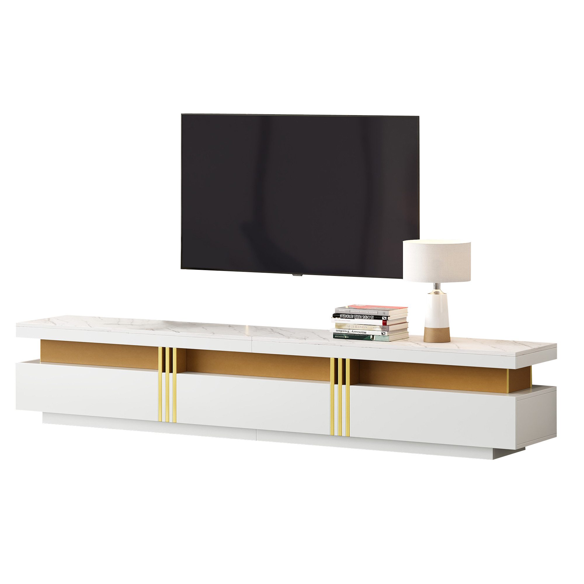 OKWISH Lowboard mit Marmor-Optik (TV-Board, TV-Kommode, günstig online kaufen