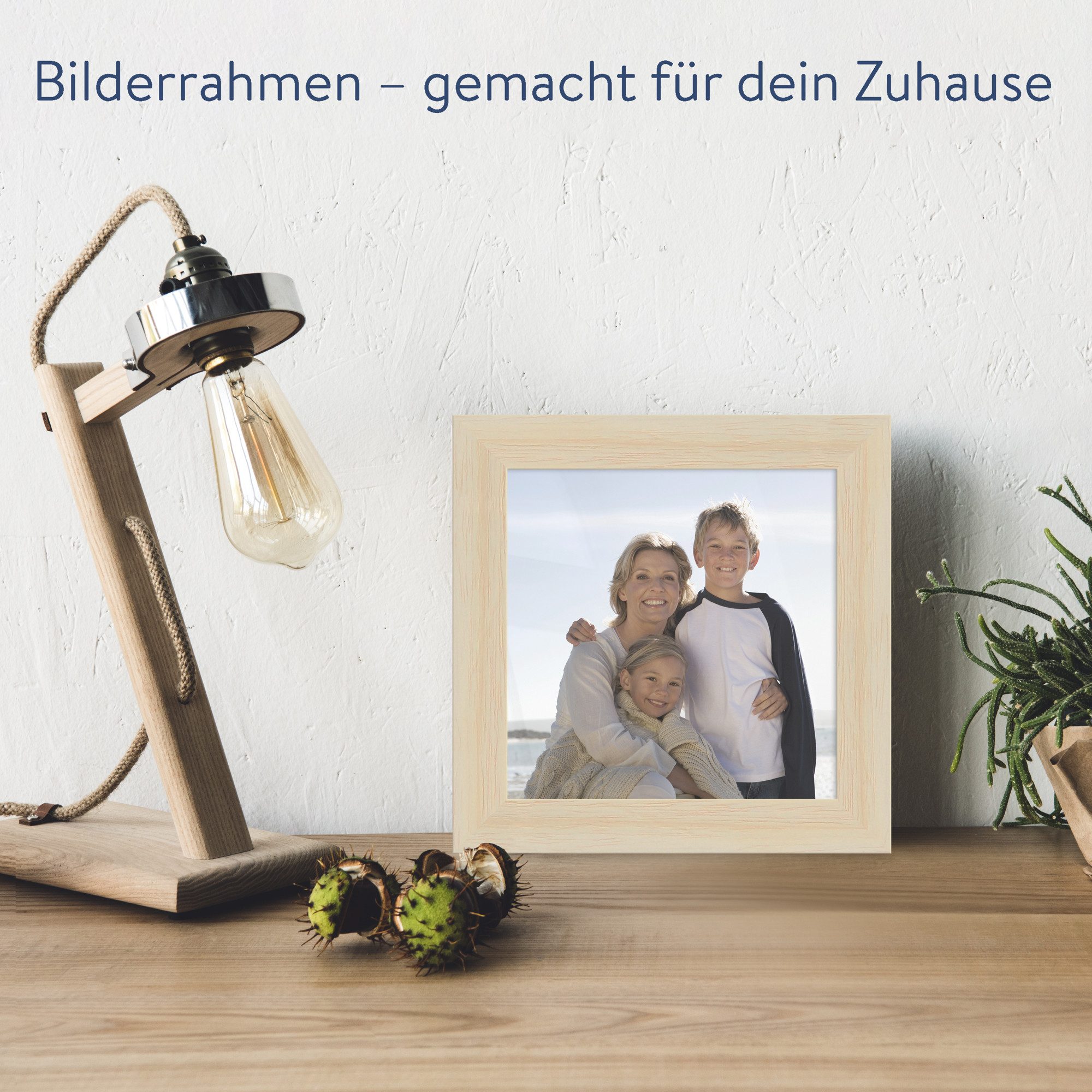 WANDStyle Bilderrahmen H950, Natur-Optik Bilderrahmen 10x10 Holz, Moderner Fotorahmen 10x10 cm