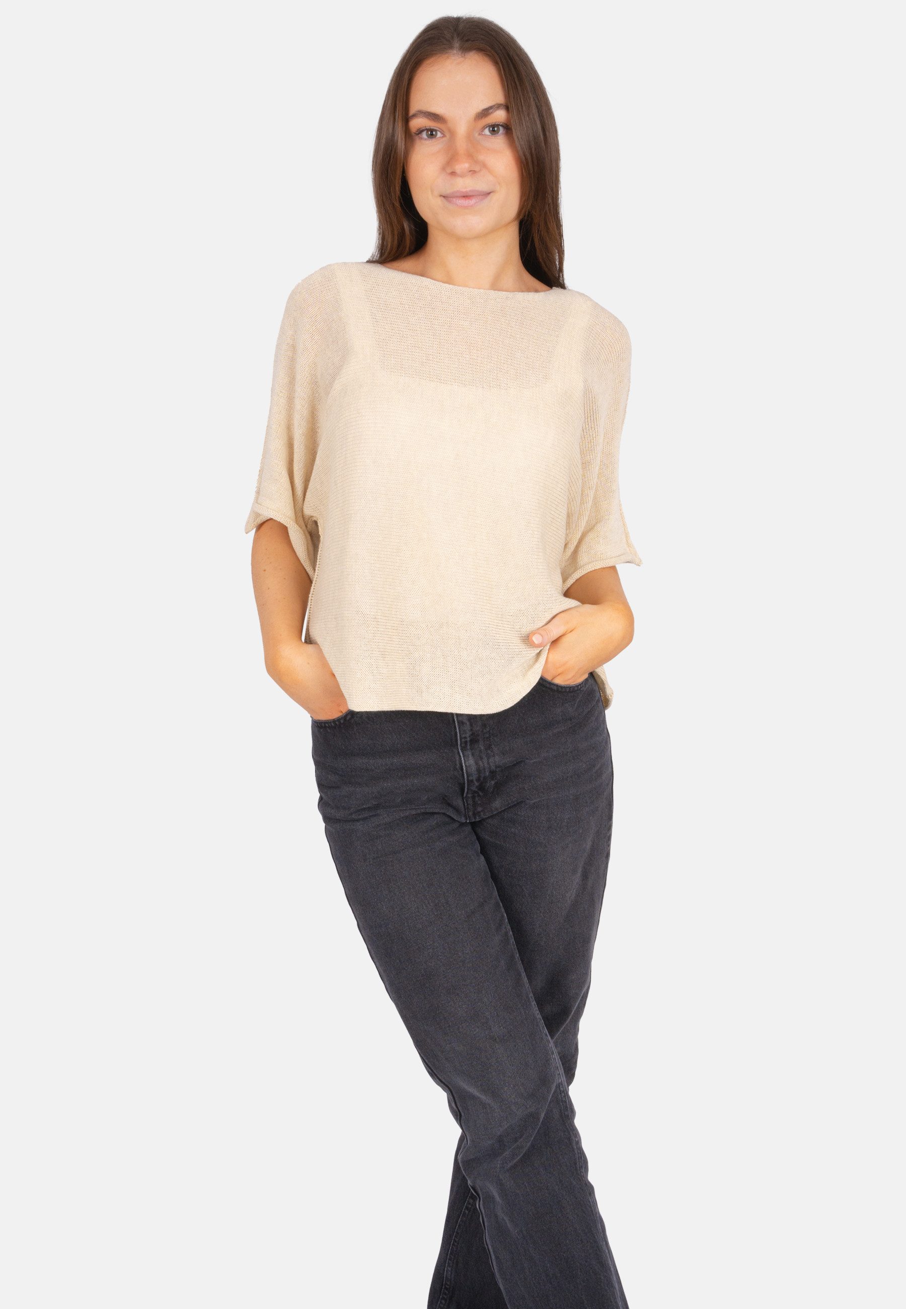 Seasons of April V-Ausschnitt-Pullover FLEUR Damen Loch Strickshirt – Luftig & leicht für Frühling & Sommer