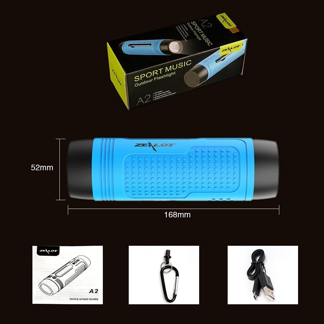 (Bluetooth, mit Unterstützt Grau USB Lautsprecher Karte Radio für TF Sport) Outdoor Camping Multifunktion AUX Taschenlampe 2000 W, FM autolock Bluetooth Fahrrad Bluetooth-Lautsprecher