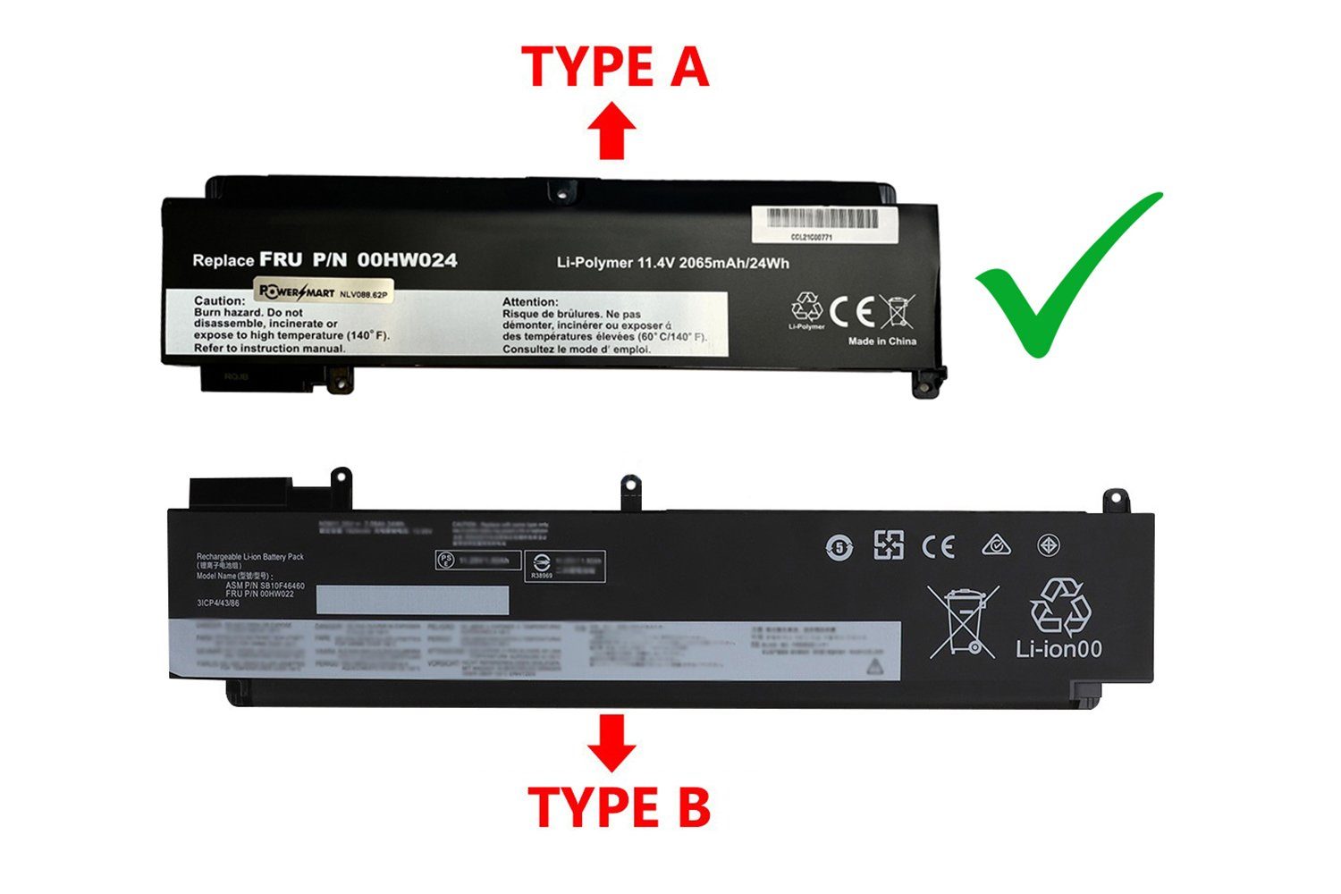 00HW025, mAh PowerSmart 00HW022, (11,4 01AV407 V Li-ion 11,40 00HW023, V) NLV088.62P 01AV406, 00HW036, 00HW024, 2065mAh Laptop-Akku 2065 LENOVO Li-ion 01AV405, für